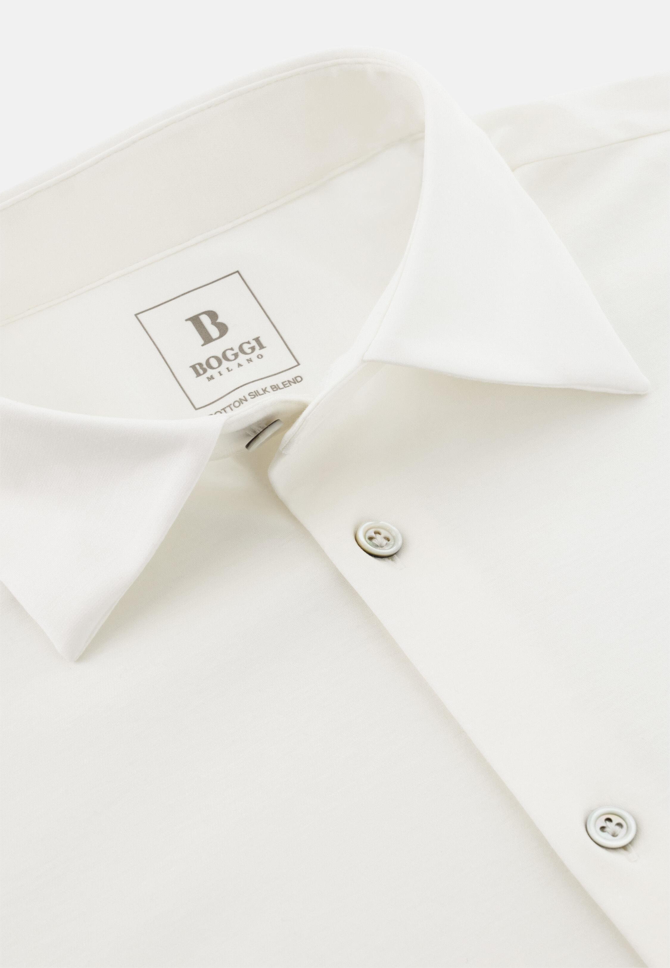Regular Fit Cotton and Silk Polo Shirt White, White, large image number 3