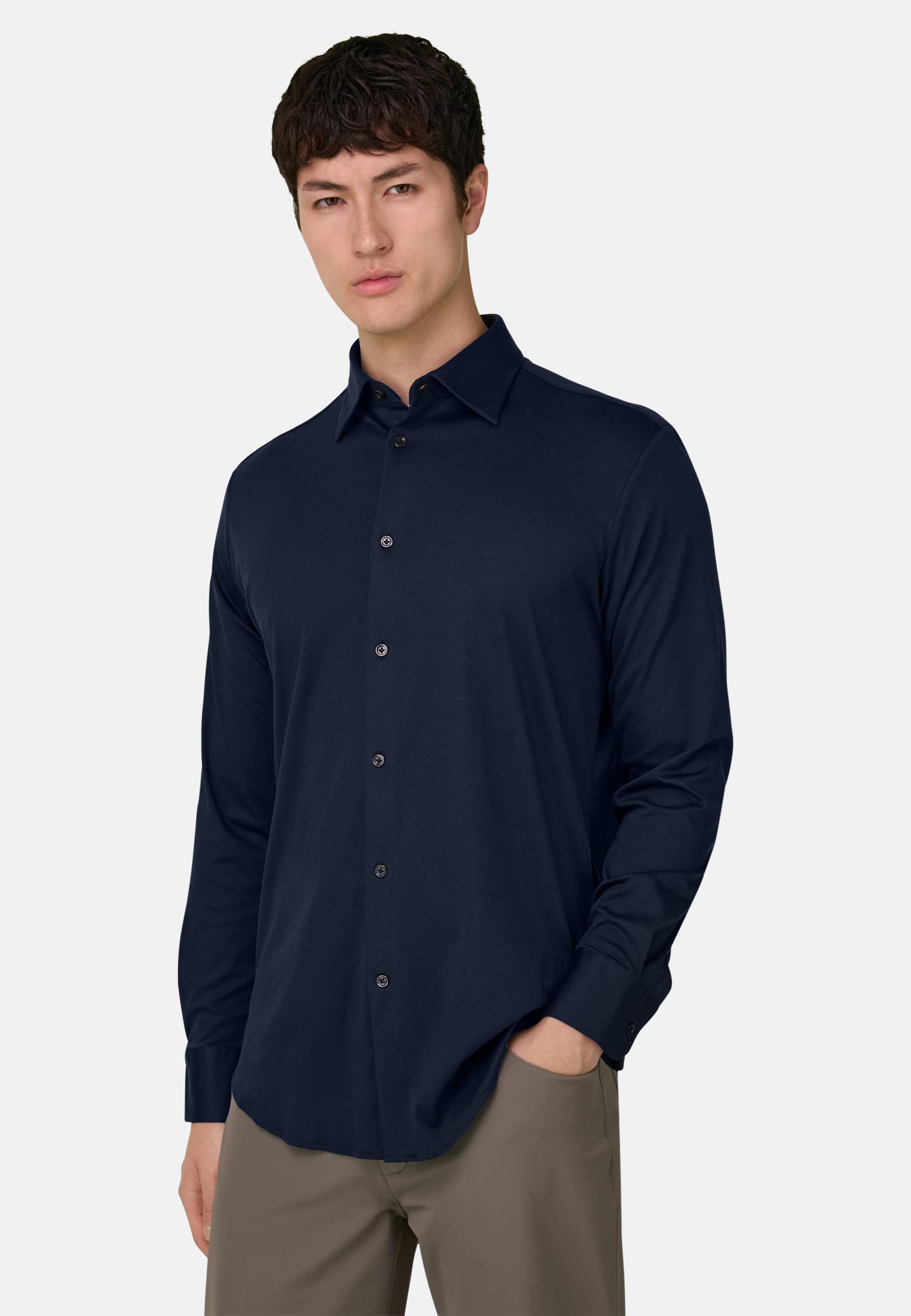 Regular Fit Cotton And Silk Polo Shirt Blue, 3901_NAVY, large image number 0
