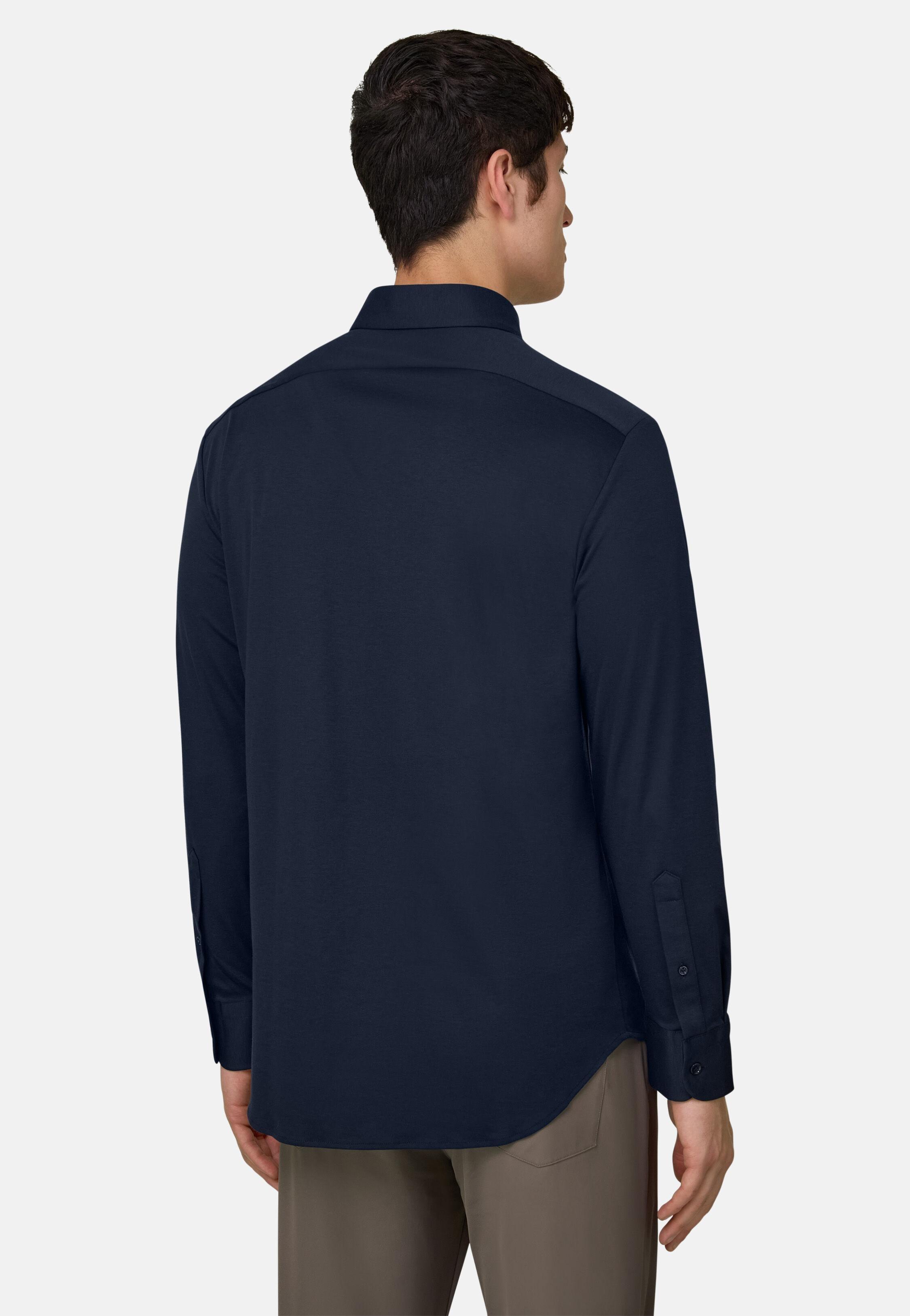 قميص بولو قطن وحرير بقصة عادية أزرق, Navy blue, medium