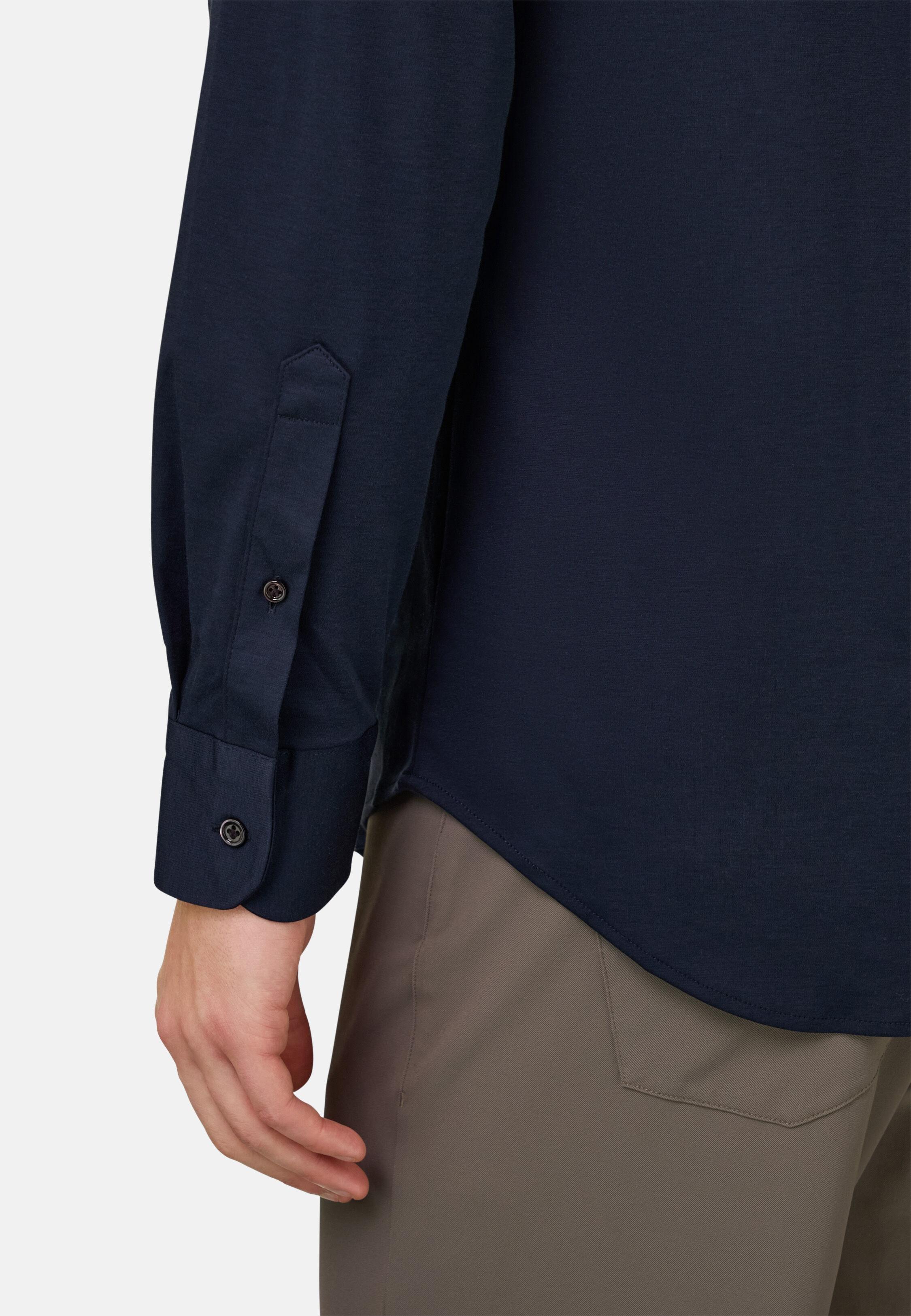 Regular Fit Cotton And Silk Polo Shirt Blue, 3901_NAVY, medium