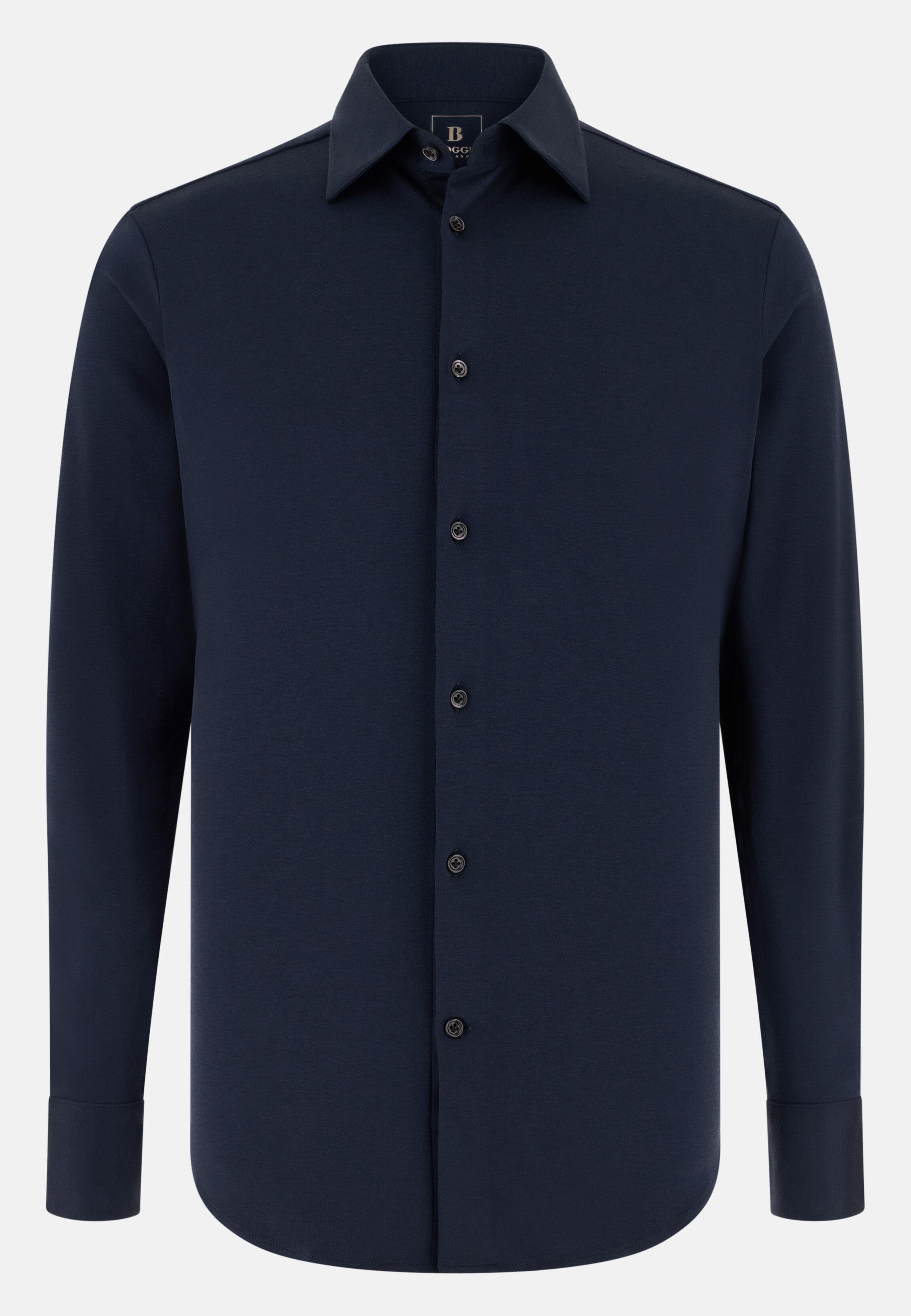 قميص بولو قطن وحرير بقصة عادية أزرق, Navy blue, large image number 4