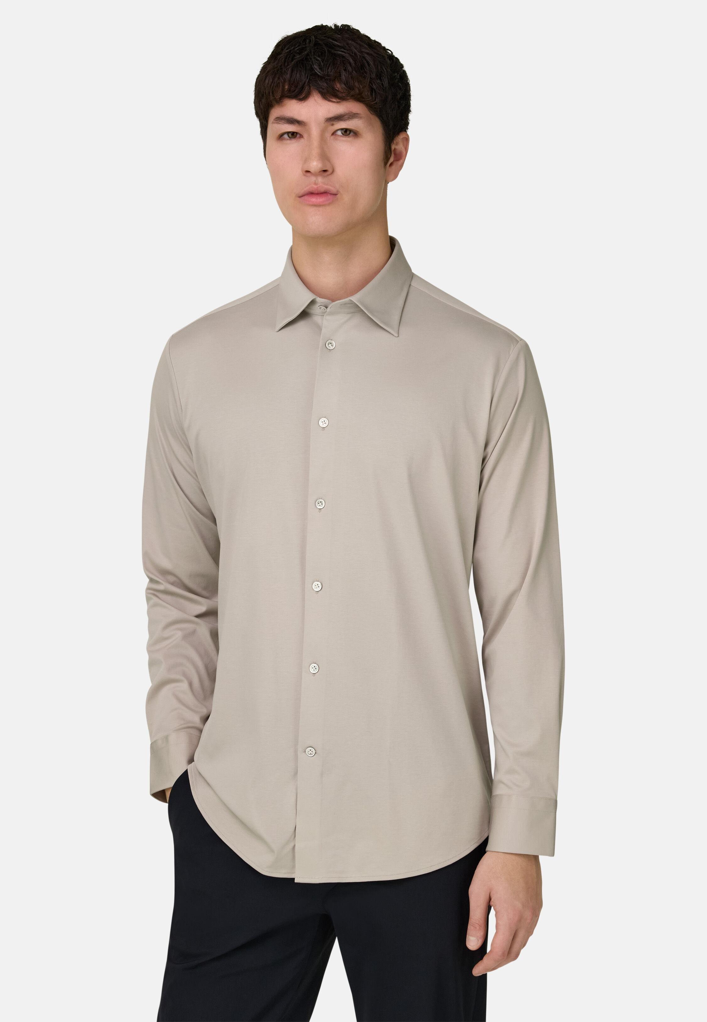 Regular Fit Cotton and Silk Polo Shirt Sand, 3901_SAND, large