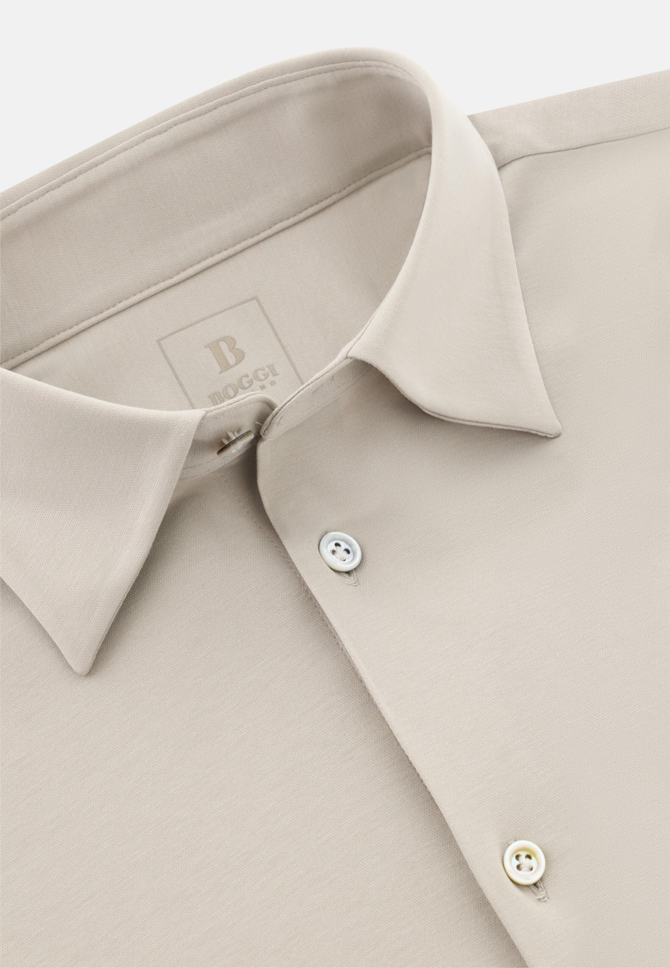 Regular Fit Cotton and Silk Polo Shirt Sand, Sand, large image number 3
