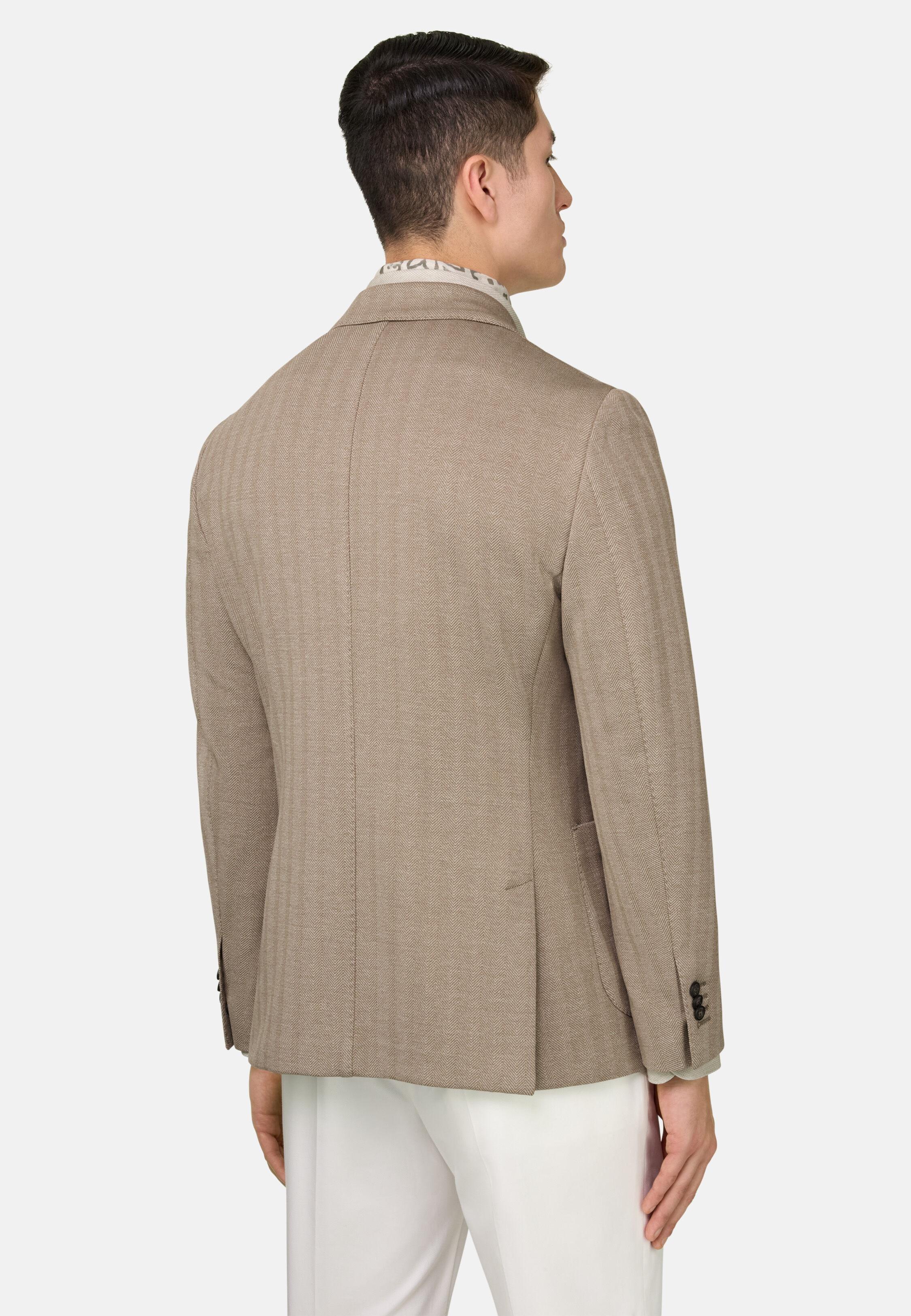B-Jersey Herringbone Jacket In A Cotton Blend Taupe, Taupe, large image number 1