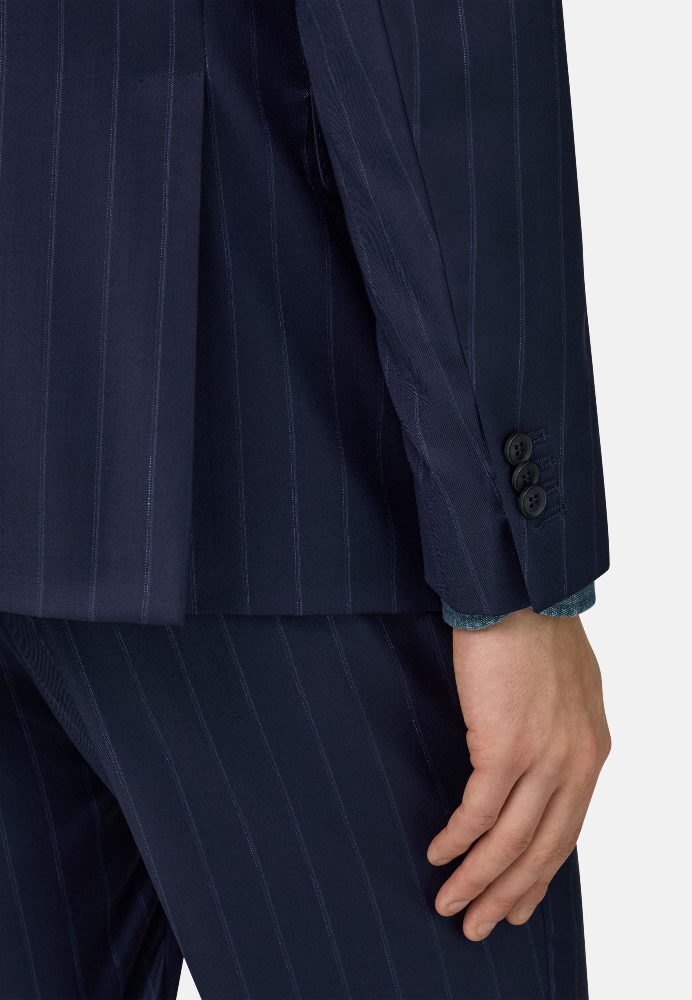 NAVY Pinstripe Suit in 130s Pure Wool, Navy blue, large image number 3