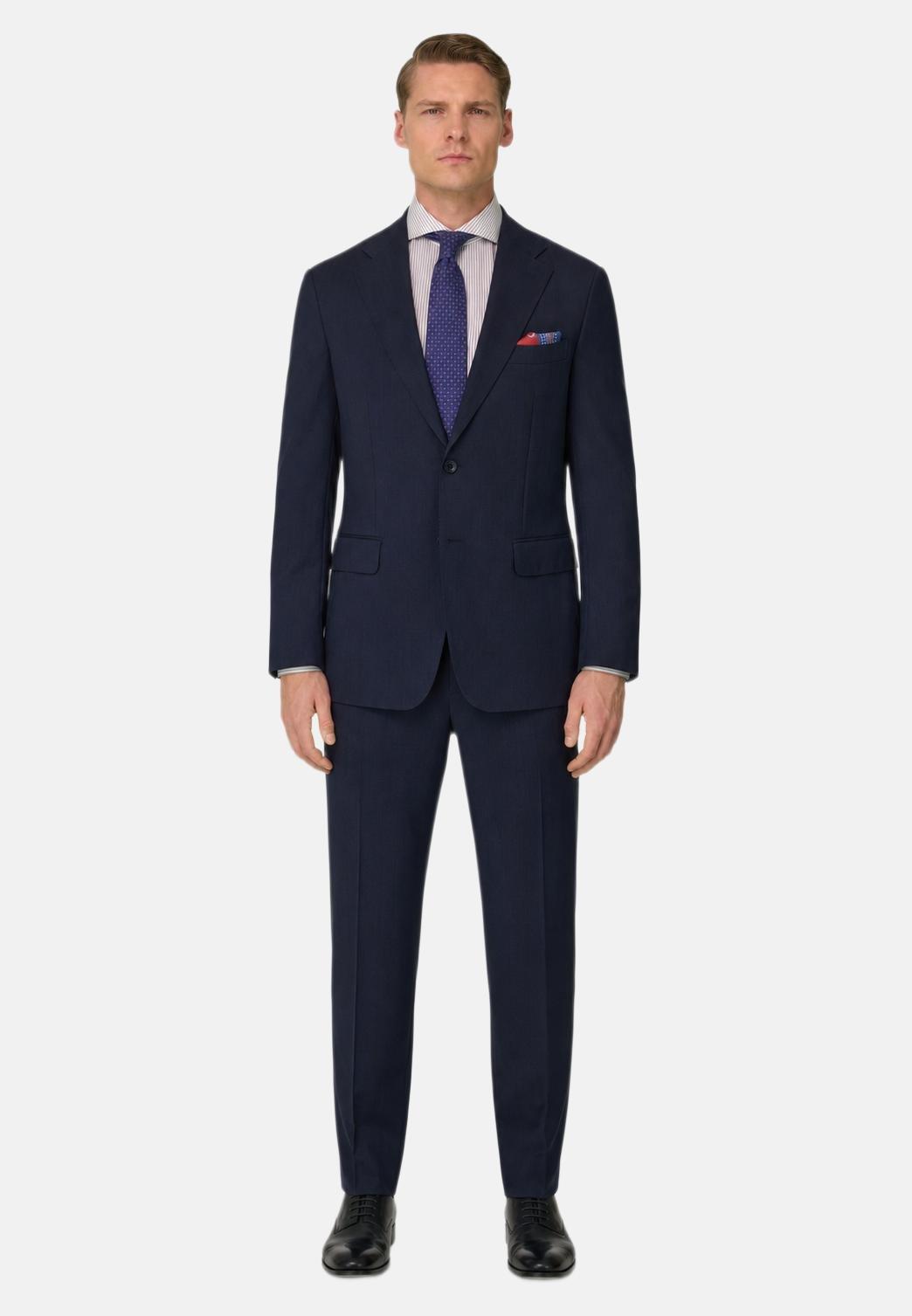Pinstripe Suit in 100% Travel Wool Navy blue, Navy blue, medium