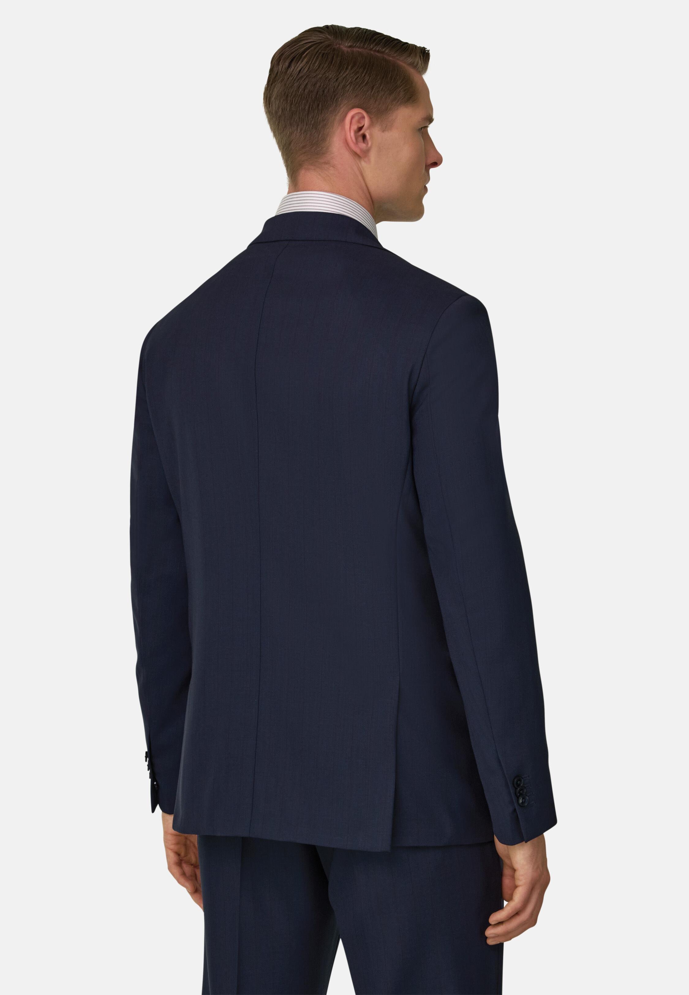 Pinstripe Suit in 100% Travel Wool Navy blue, Navy blue, large image number 1