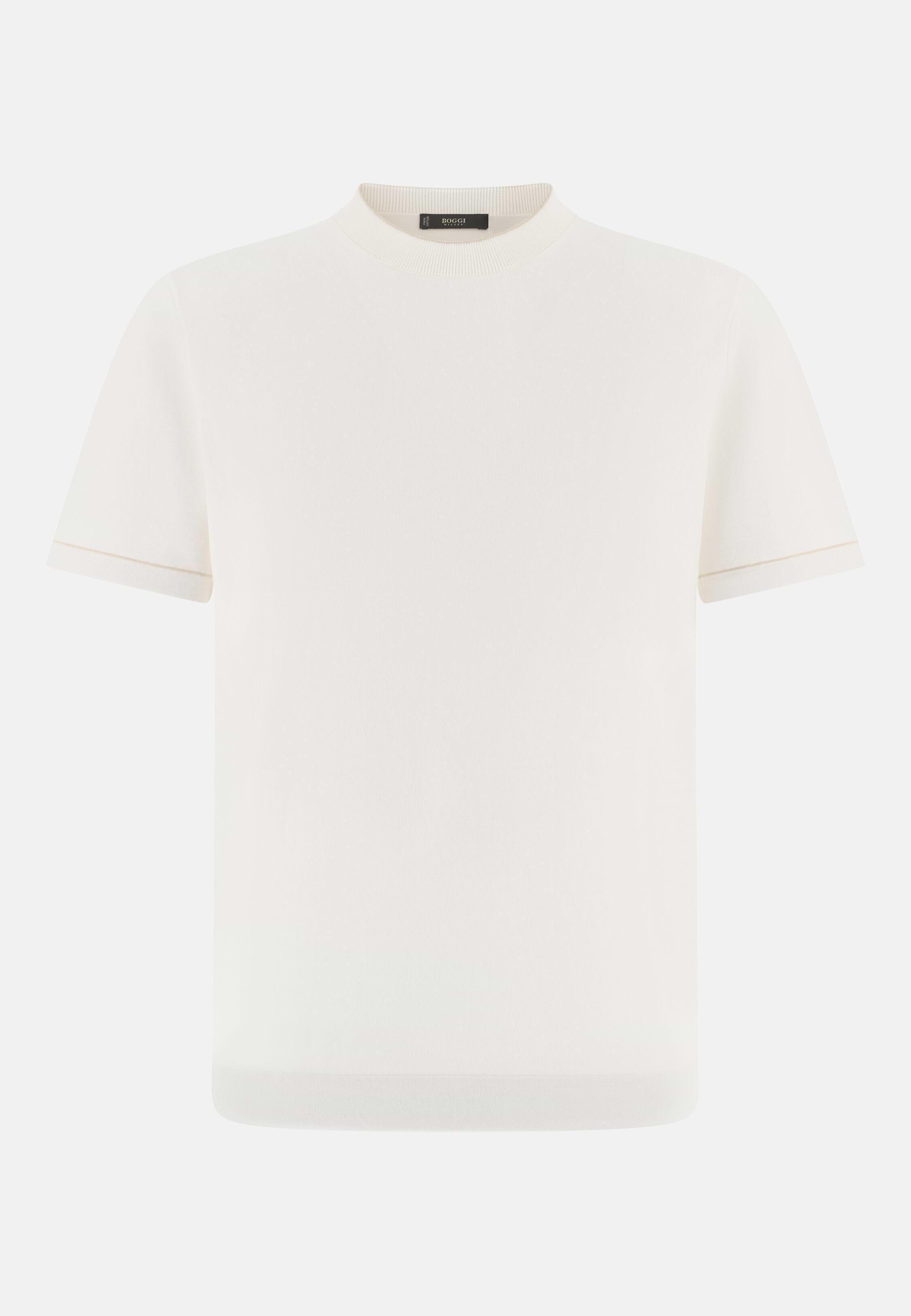 Cotton Cr&ecirc;pe Knit T-Shirt White, White, large image number 6