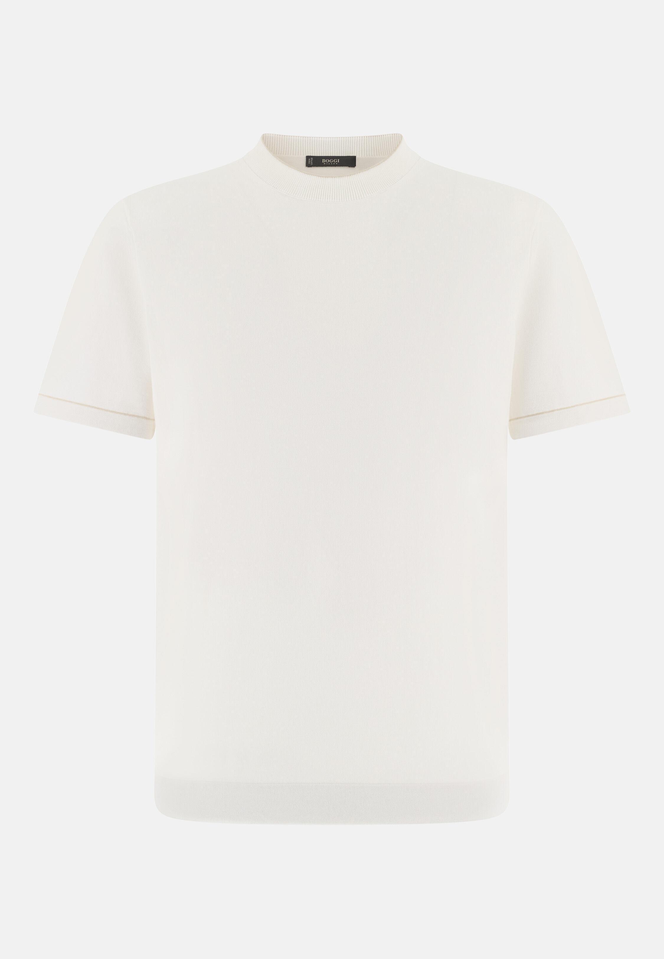 تيشيرت من قطن كريب محبوك أبيض, White, large image number 7