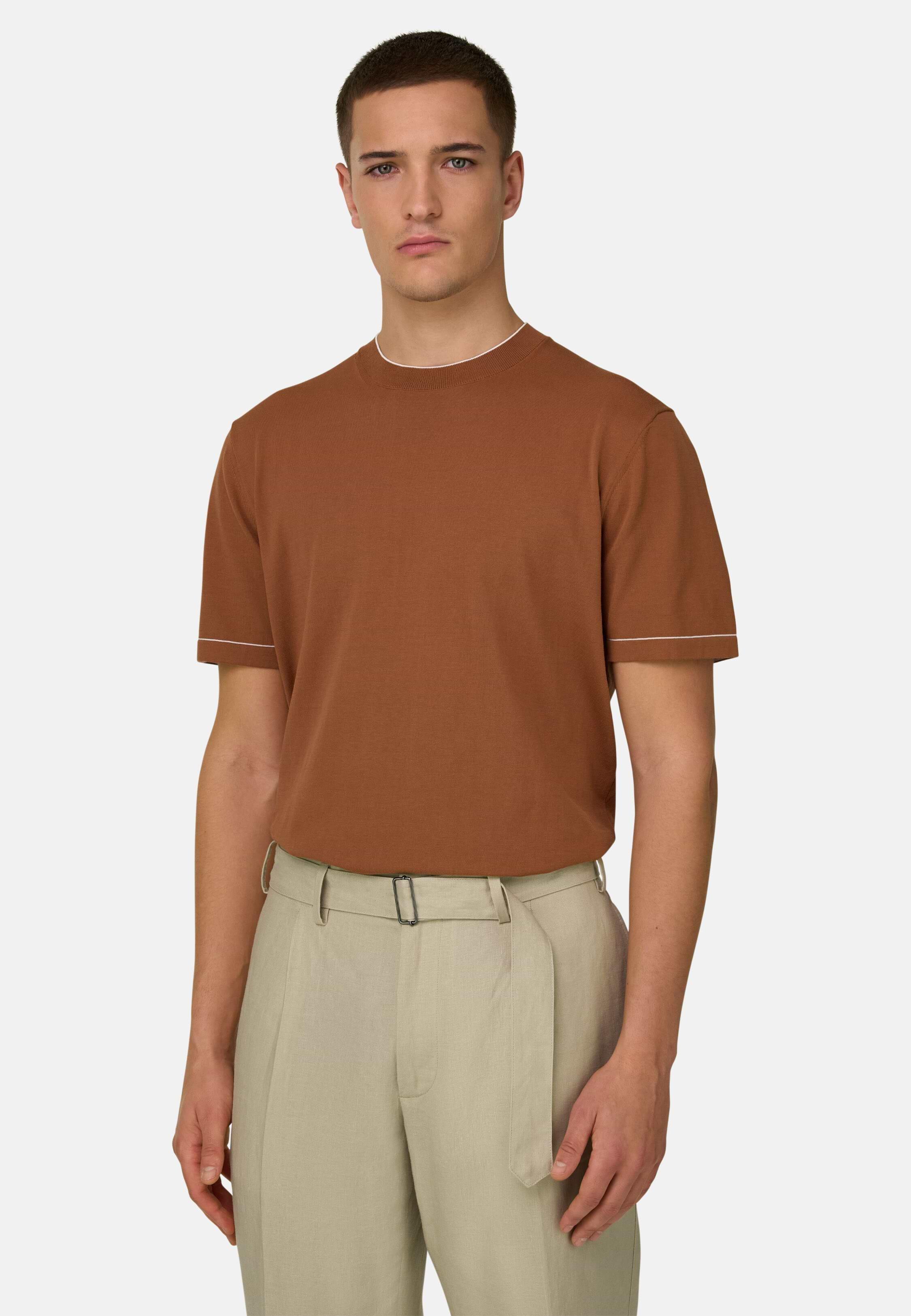 Cotton Cr&ecirc;pe Knit T-Shirt Rot, 3901_DKOR, medium