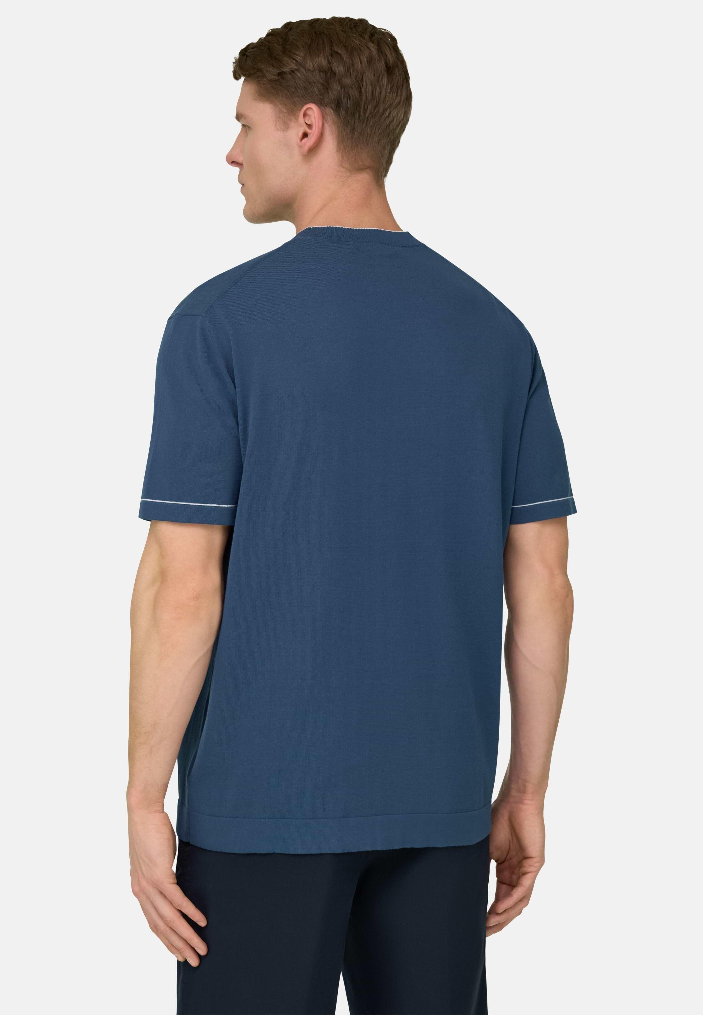 تيشيرت من قطن كريب محبوك أزرق, Blue, large image number 2