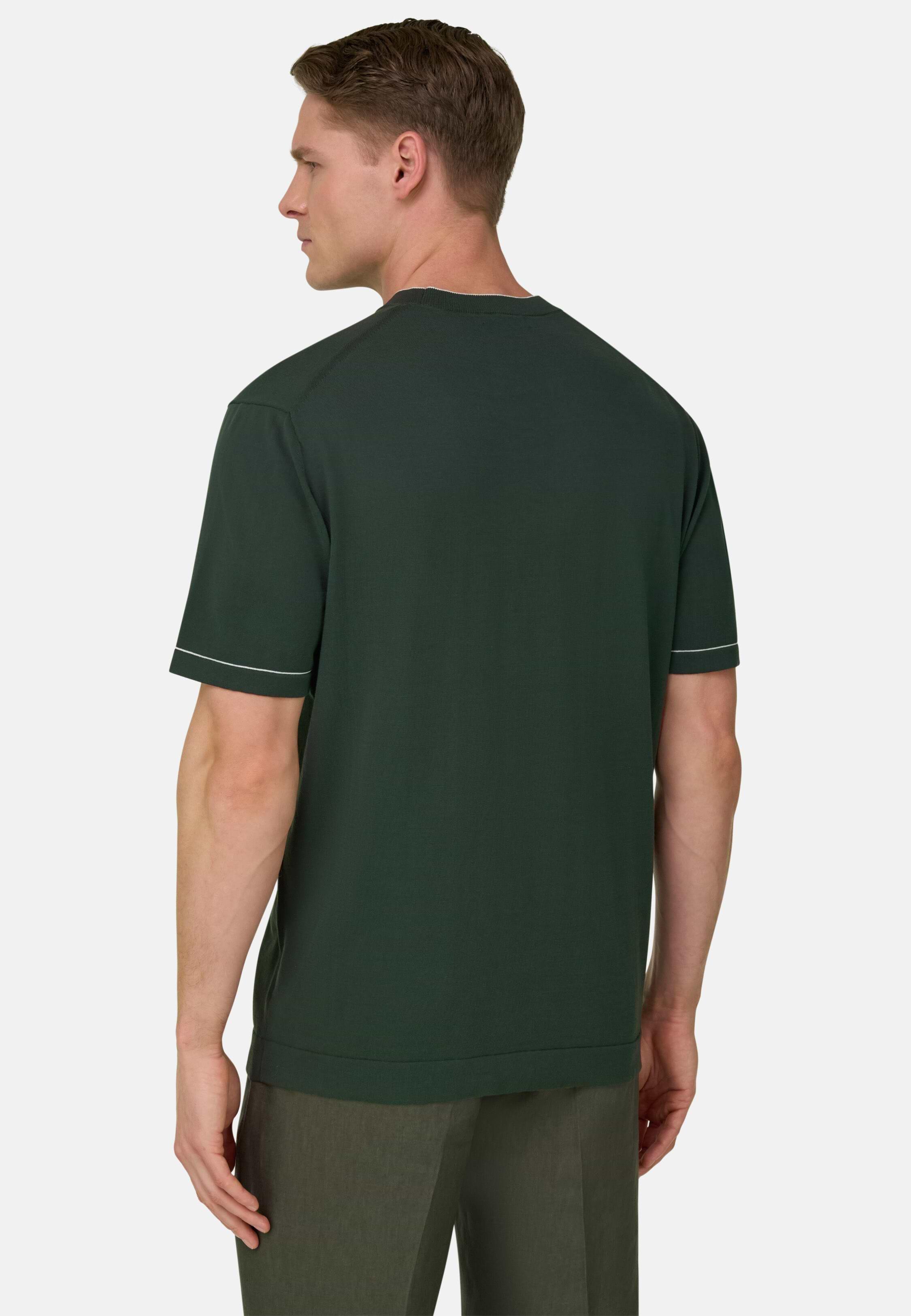 Cotton Cr&ecirc;pe Knit T-Shirt Dark Green, 3901_DKGE, large image number 2