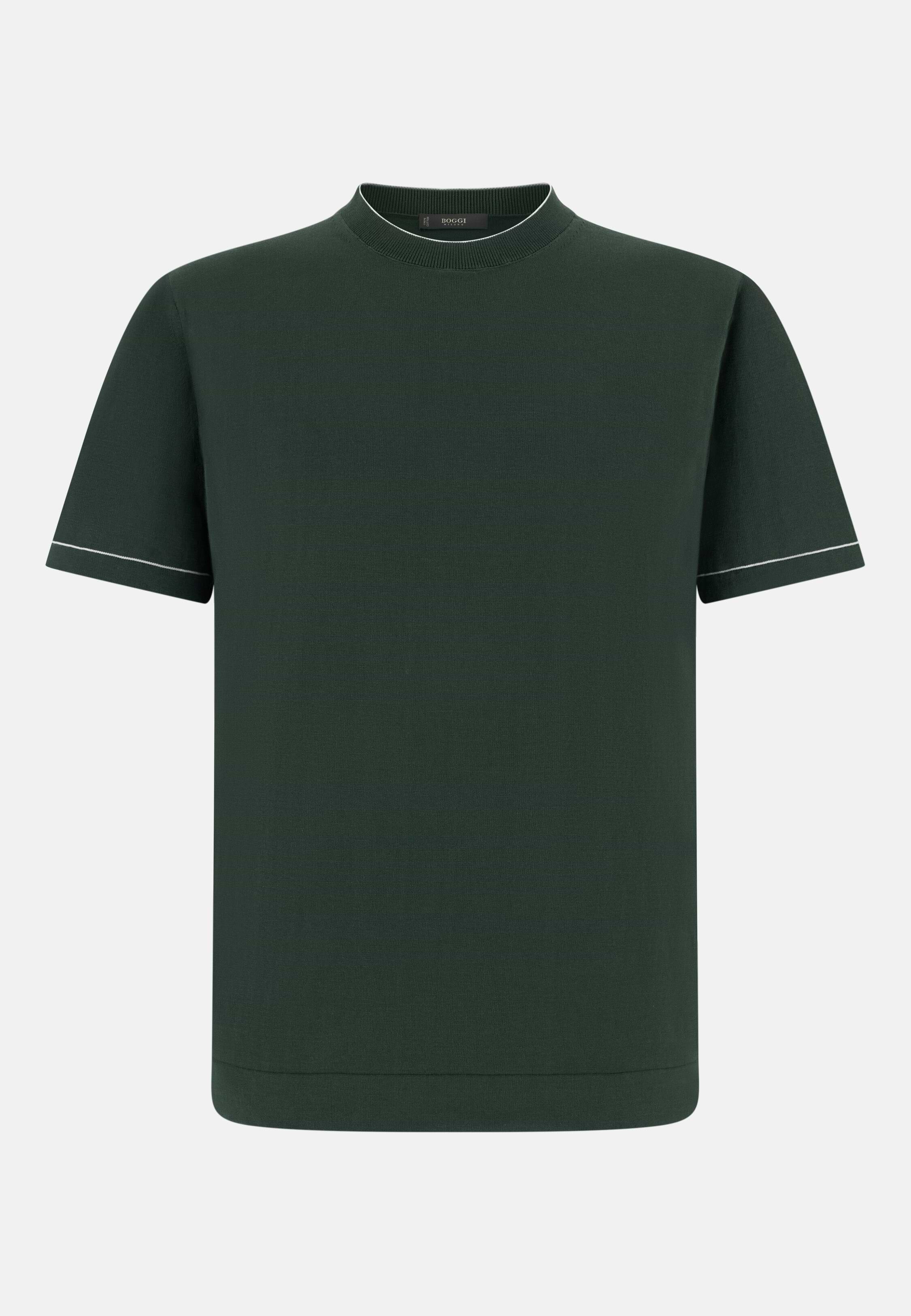 Cotton Cr&ecirc;pe Knit T-Shirt Dark Green, 3901_DKGE, large image number 6