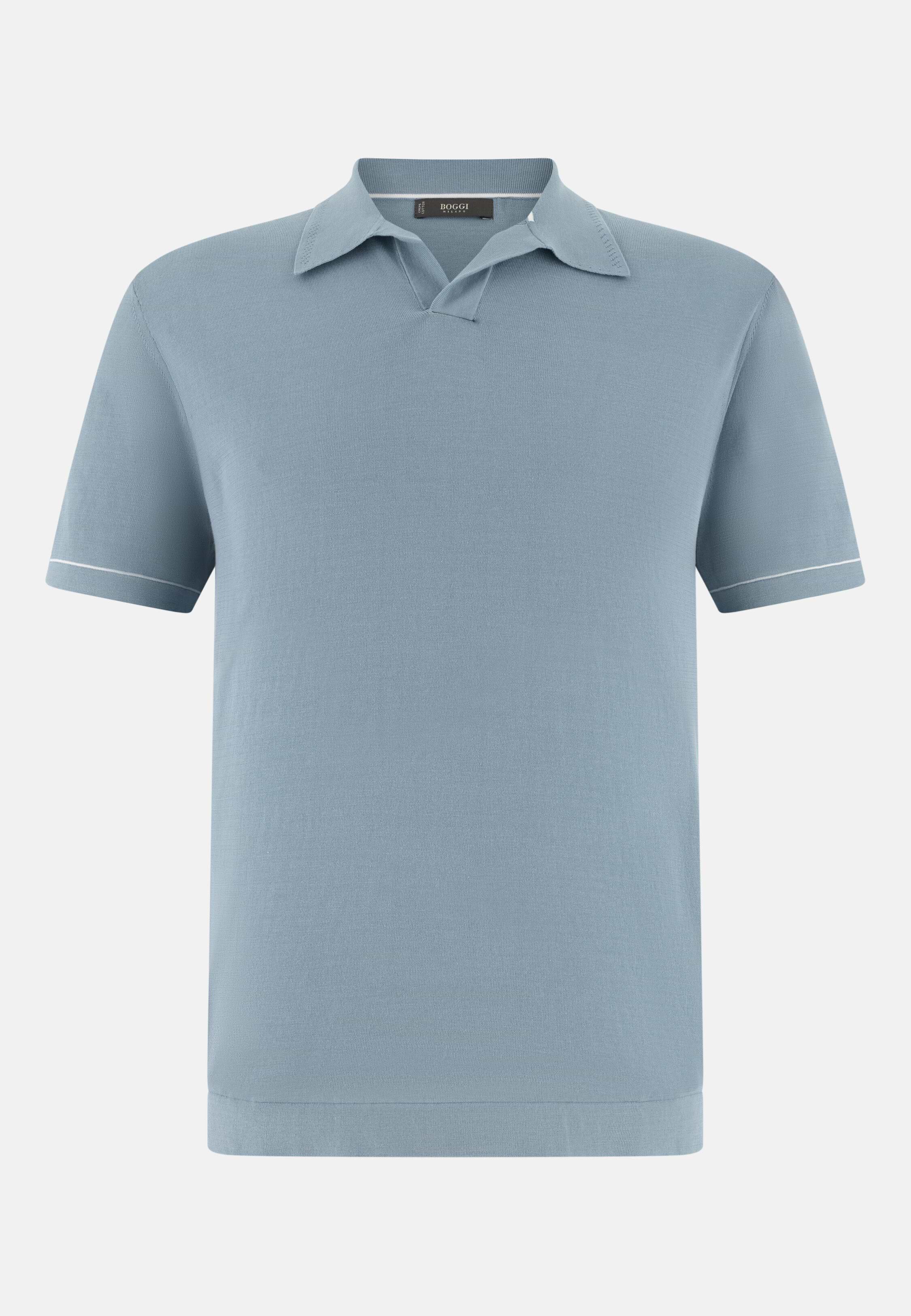 بولو من قطن كريب محبوك أزرق, Light Blue, large image number 6
