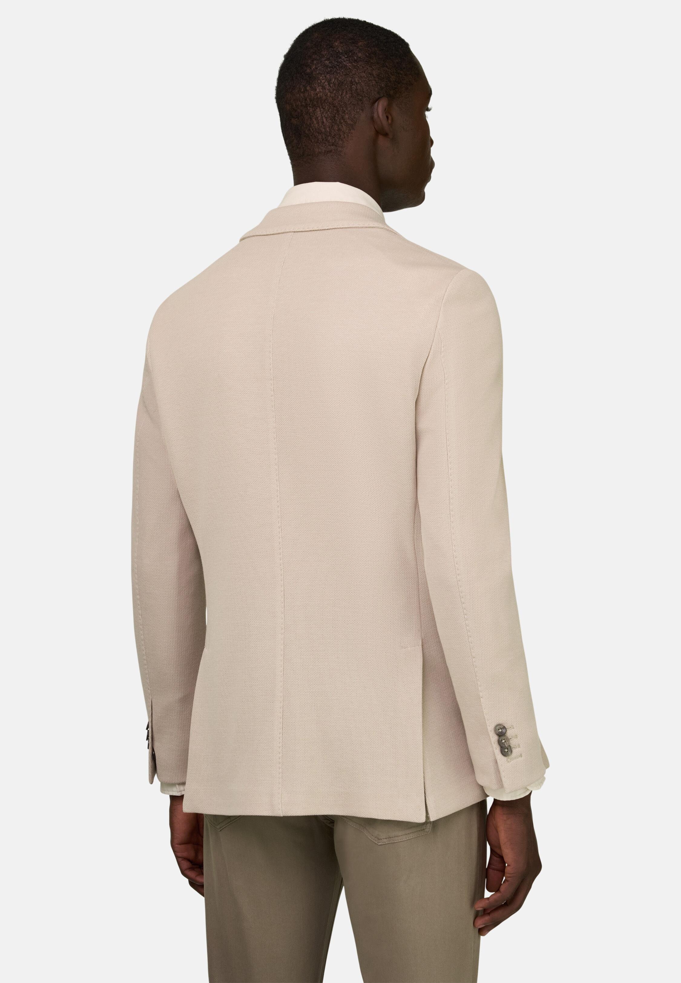 B Jersey Micro Textured Jacket in Pure Cotton Sand, 3901_SAND, medium