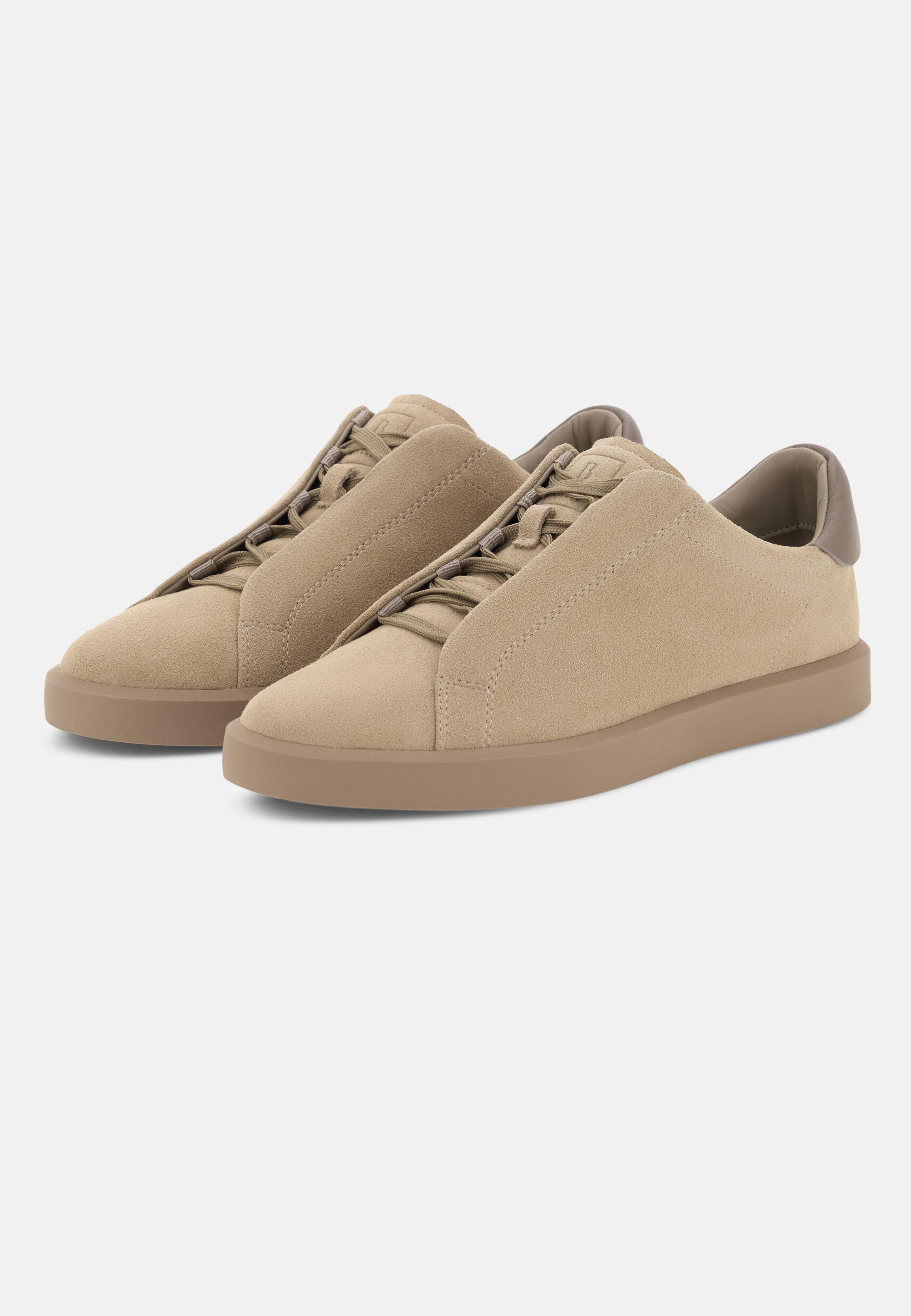 Essence Trainers in Suede Leather Taupe, Taupe, medium