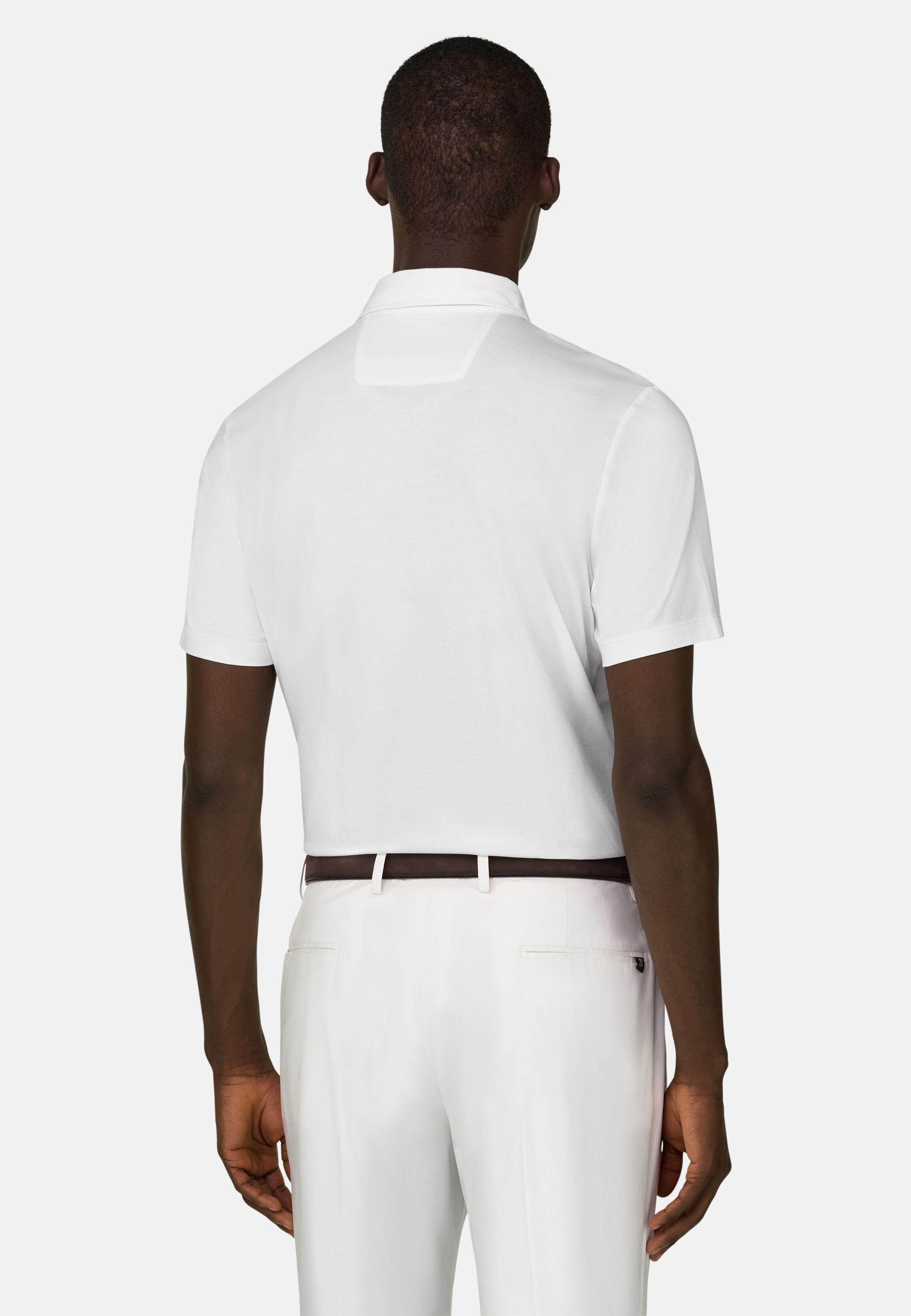 Polo Shirt In Stretch Pima Cotton, White, large image number 1