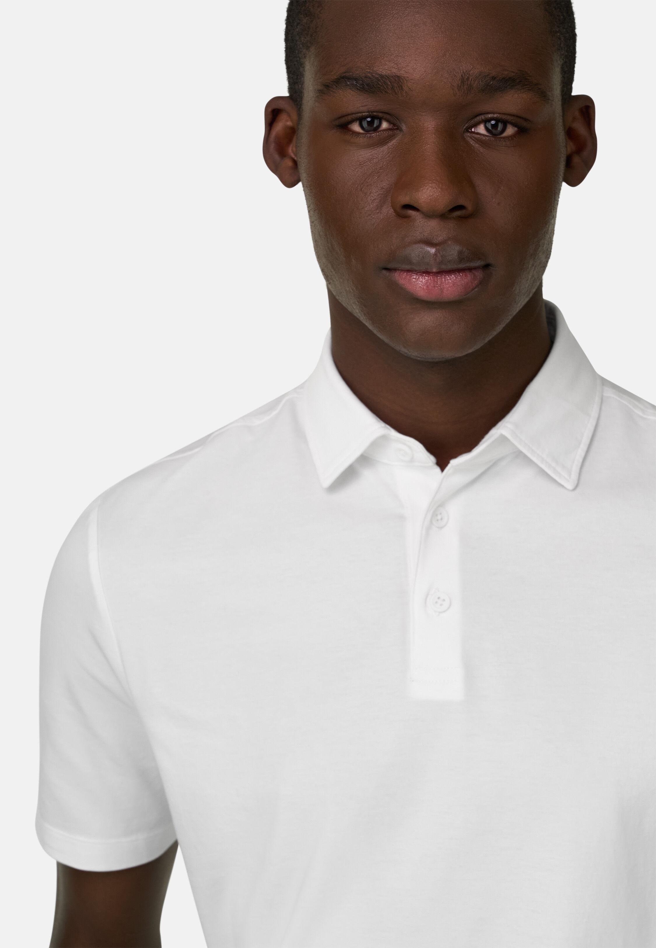 Polo Shirt In Stretch Pima Cotton, White, large image number 2