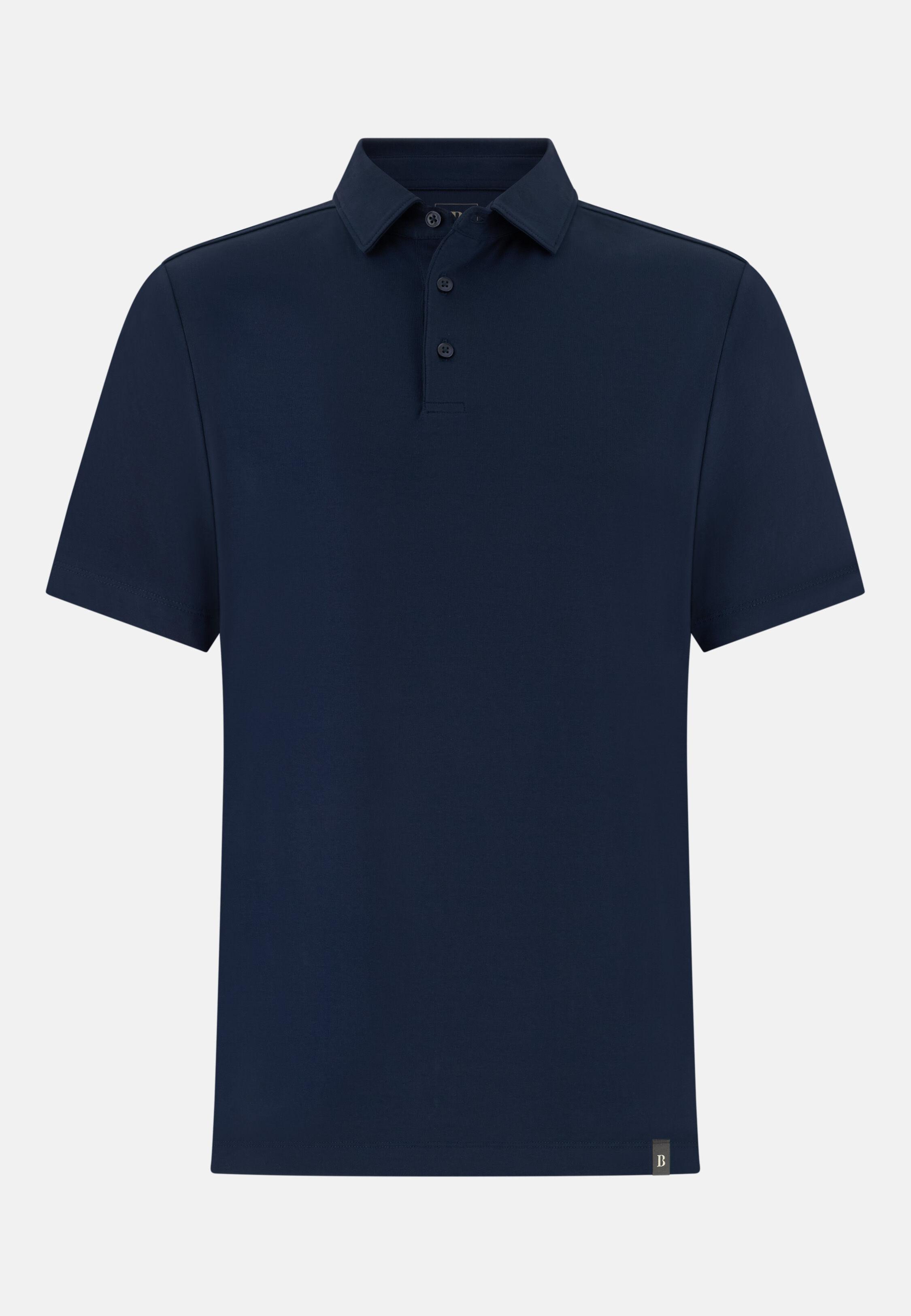Polo Shirt In Stretch Pima Cotton Navy Blue, Navy blue, large image number 3