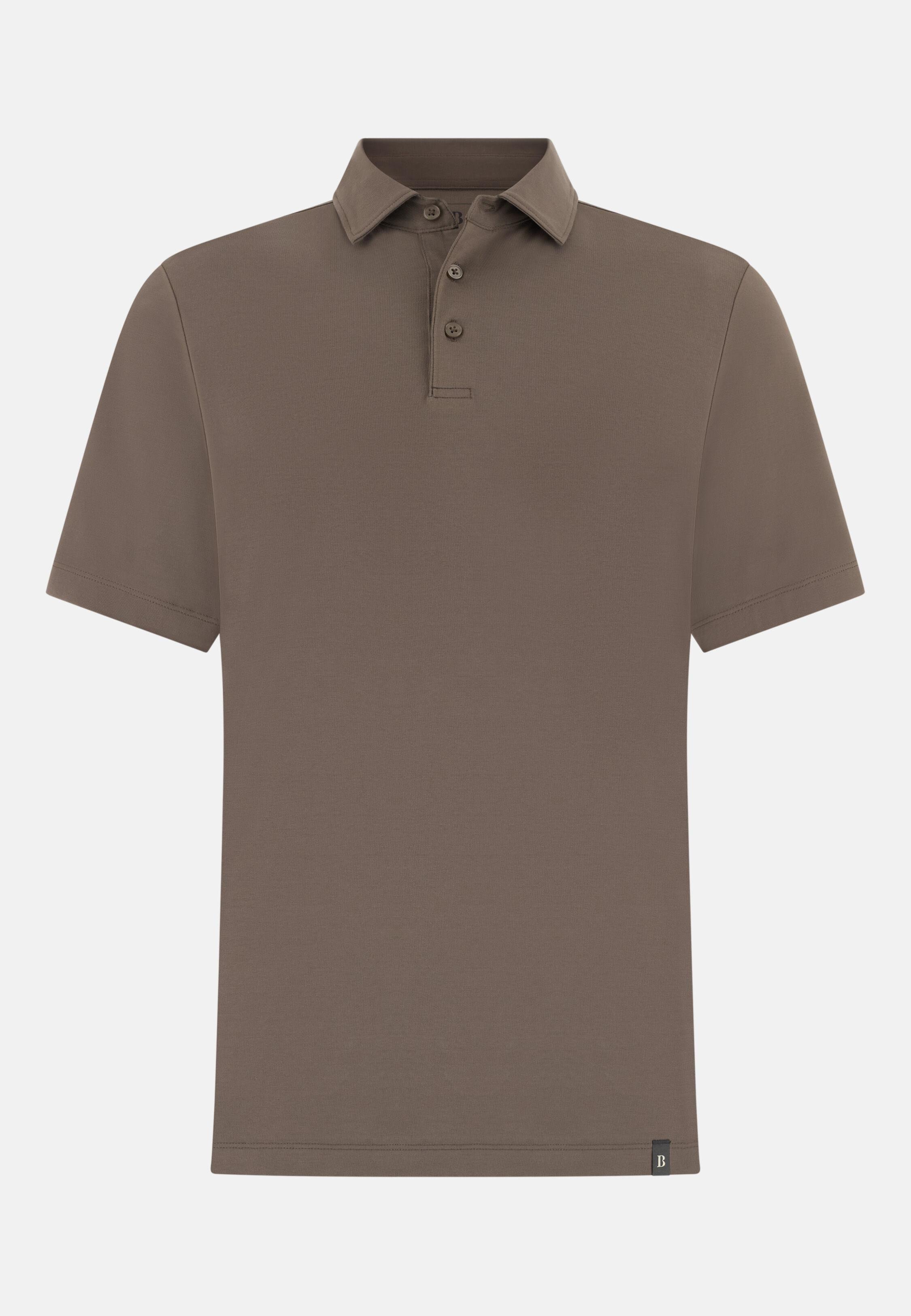 Polo Shirt In Stretch Pima Cotton, Mud, large image number 3