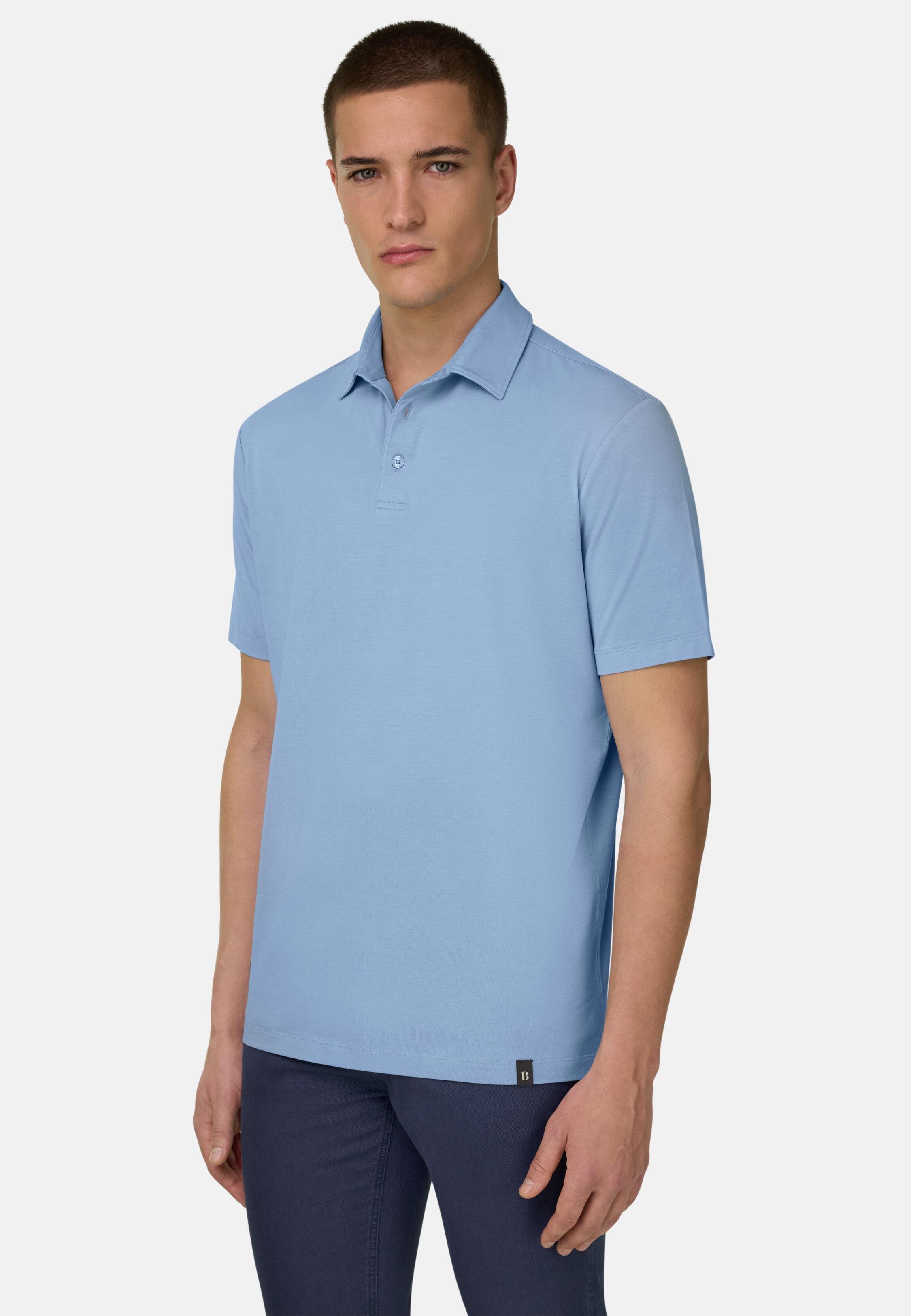 Polo Shirt In Stretch Pima Cotton, 3901_SLTB, large image number 0