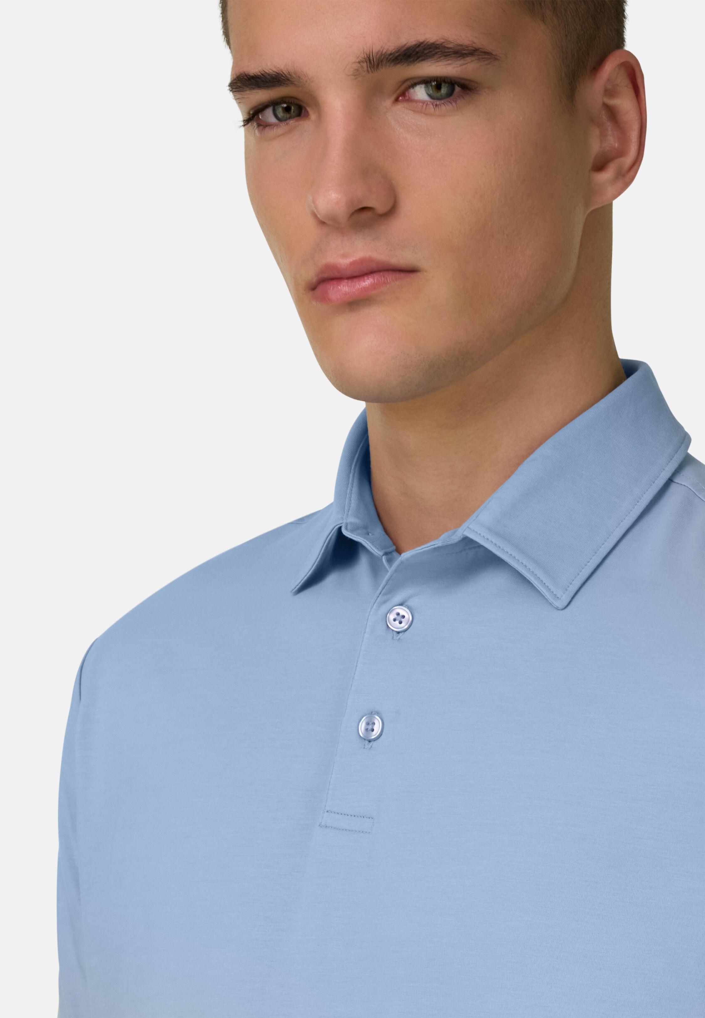 Polo Shirt In Stretch Pima Cotton, 3901_SLTB, large image number 2