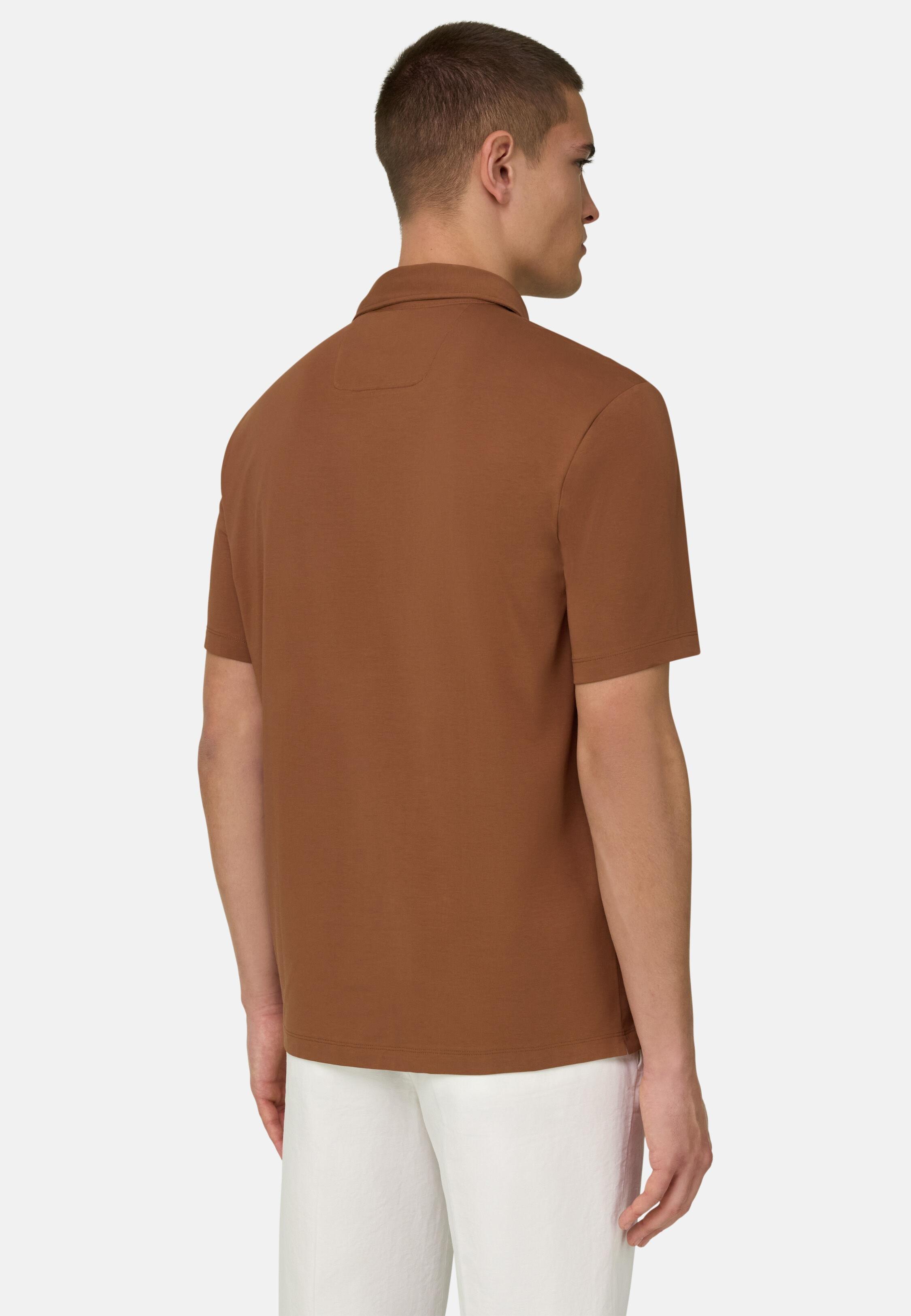 Polo Shirt In Stretch Pima Cotton, 3901_RUST, medium