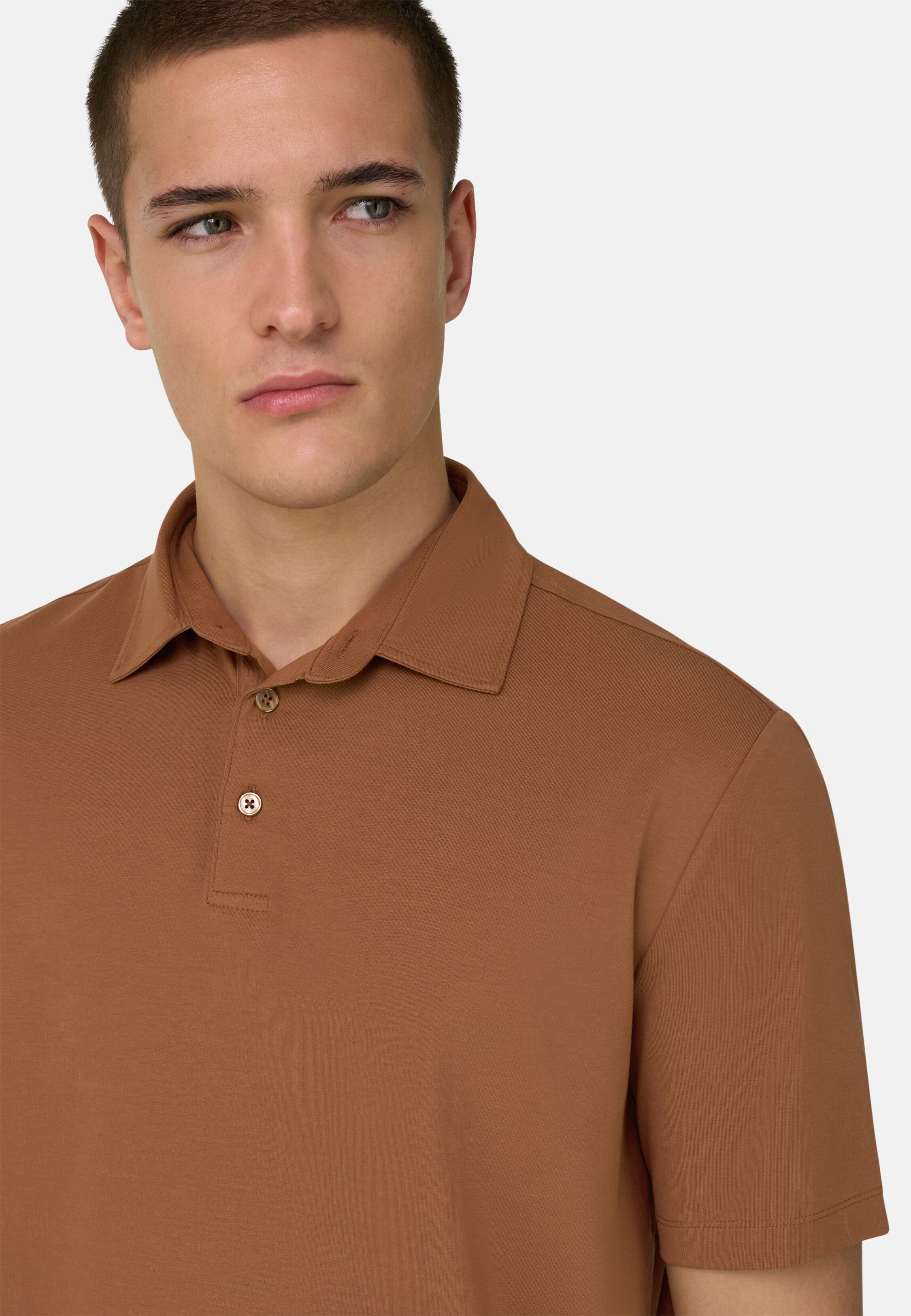 Polo Shirt In Stretch Pima Cotton, 3901_RUST, medium