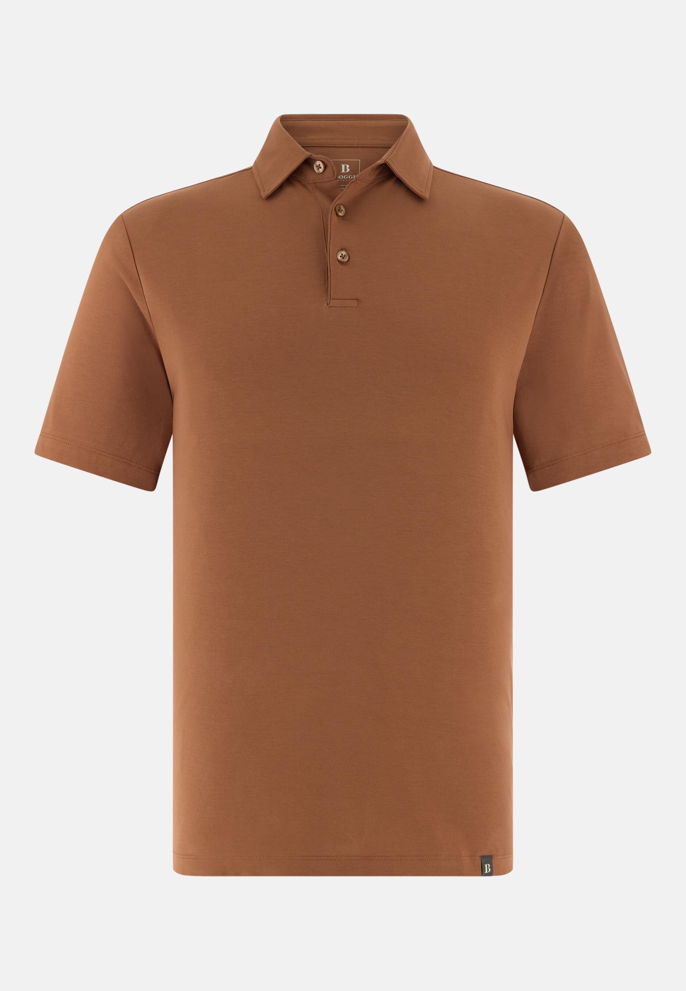 Polo Shirt In Stretch Pima Cotton Brown, 3901_RUST, large image number 3