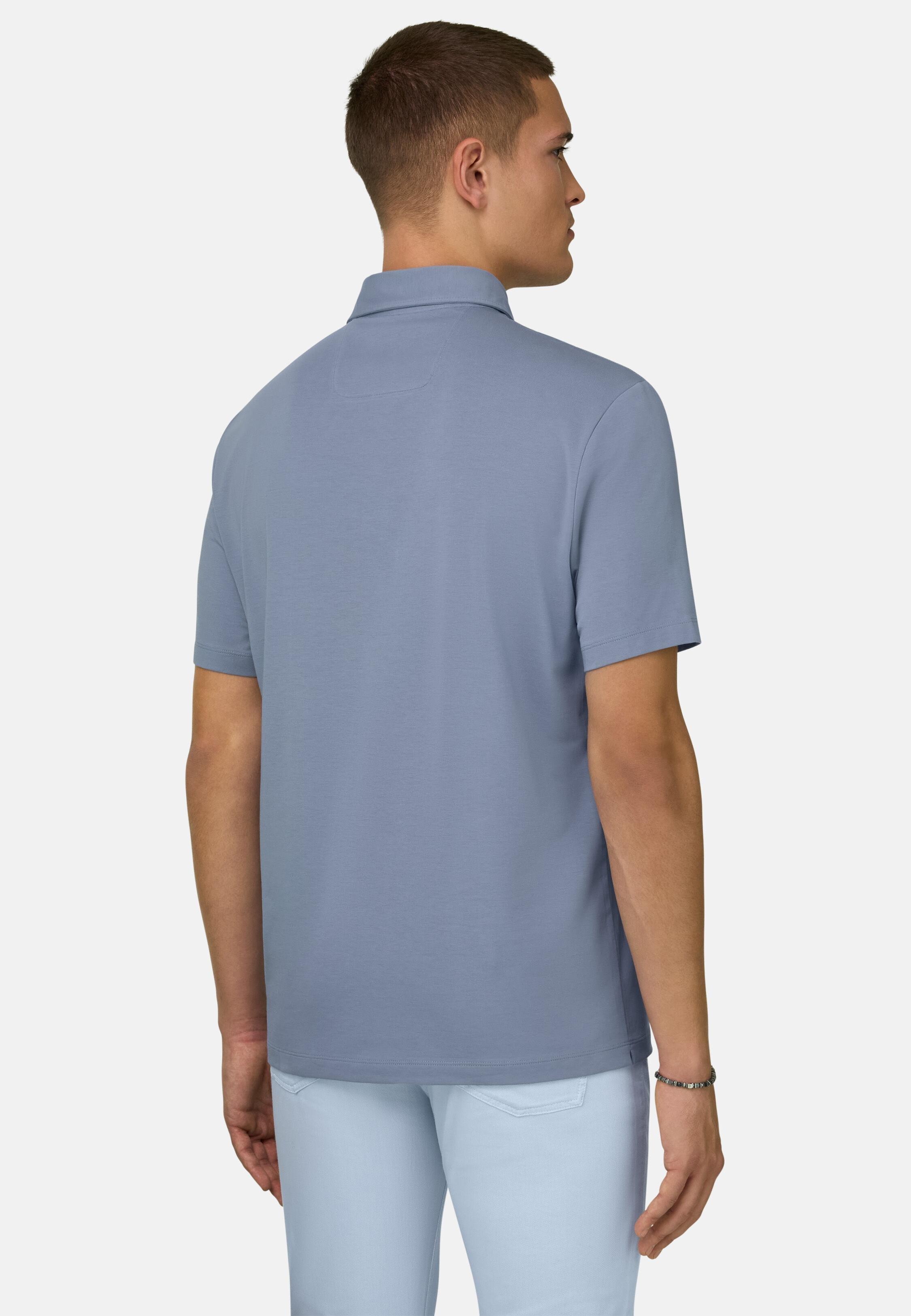 Polo Shirt In Stretch Pima Cotton, Light Blue, large image number 1