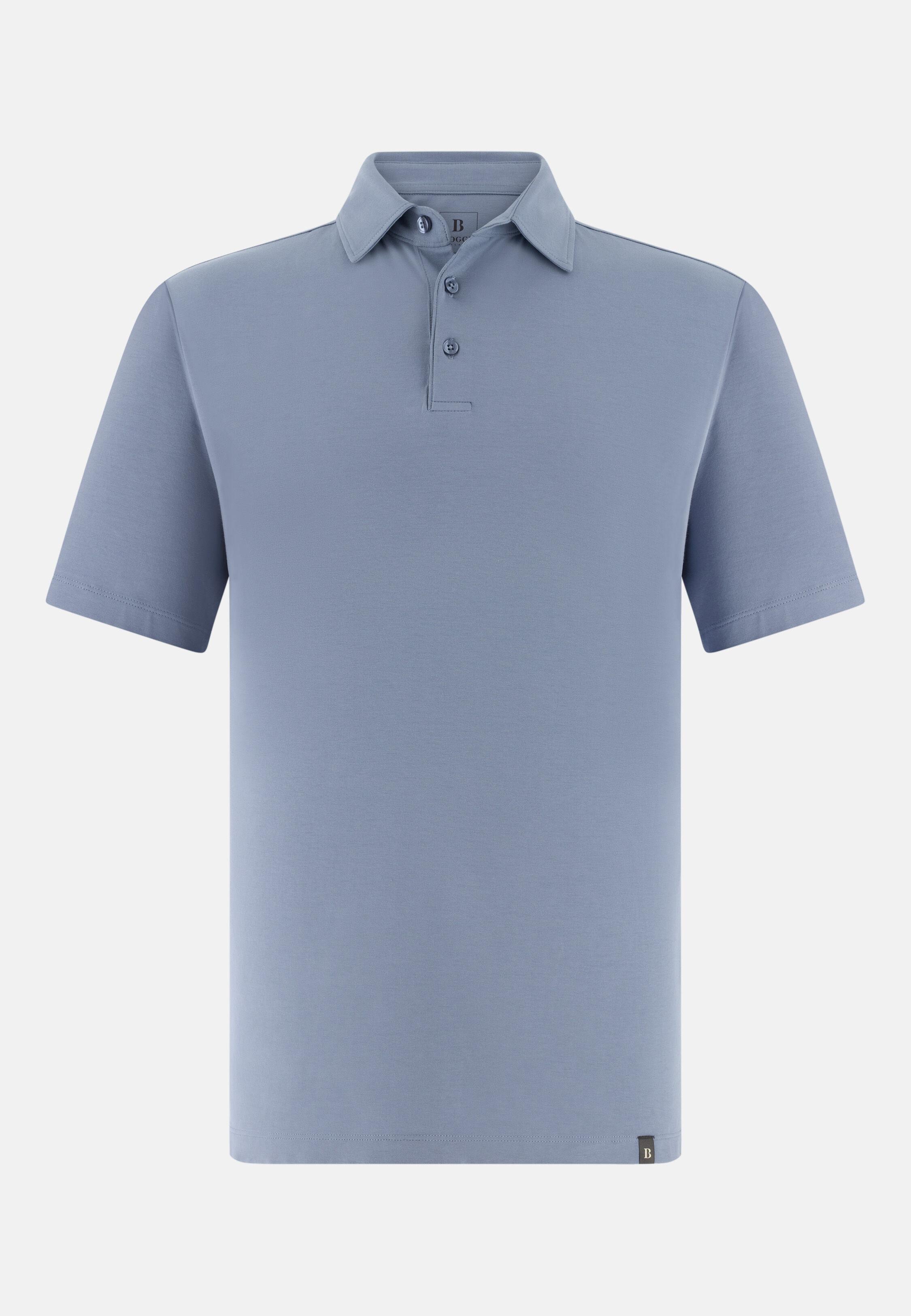 Polo Shirt In Stretch Pima Cotton, Light Blue, large image number 3