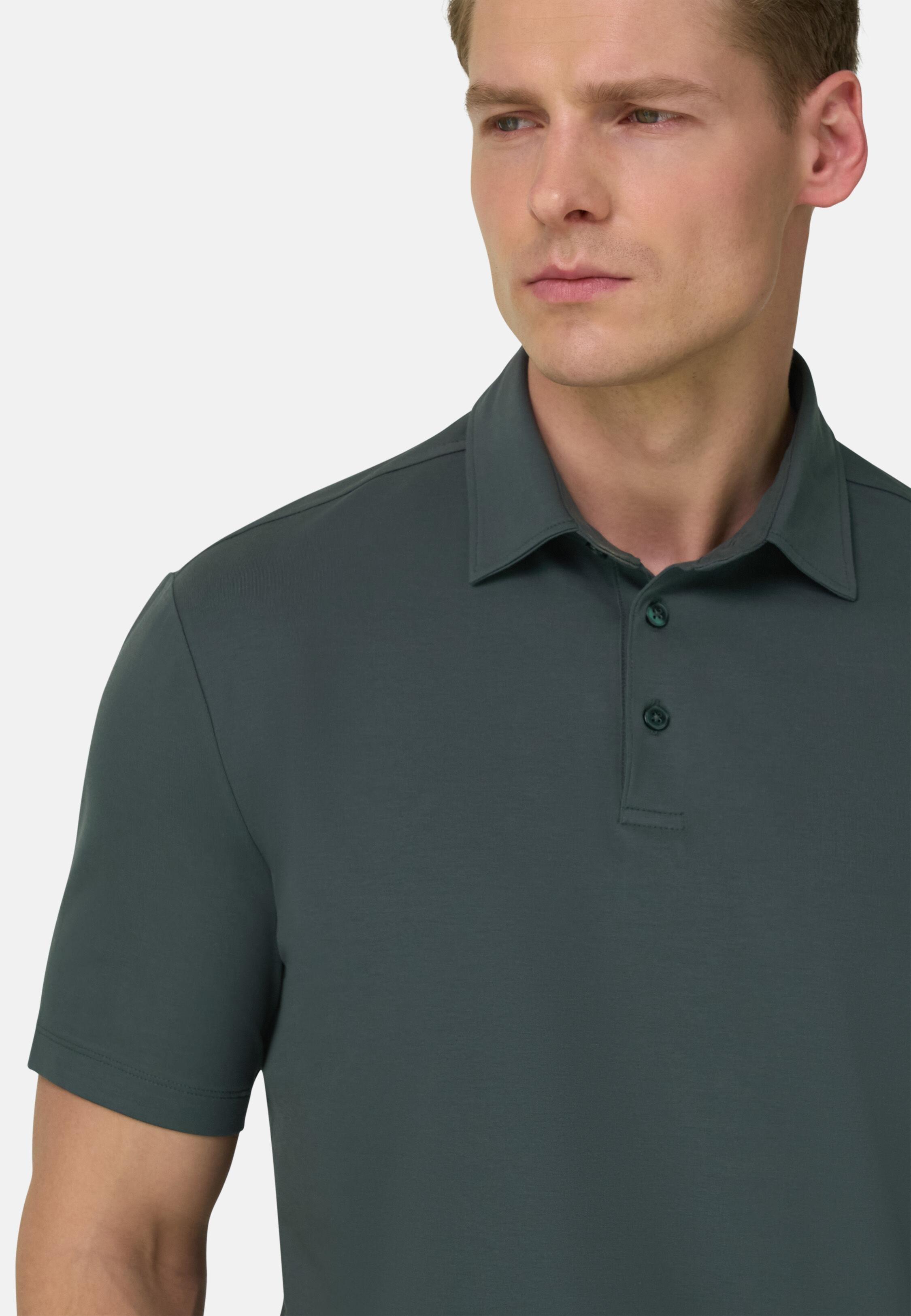 Polo Shirt In Stretch Pima Cotton, Green, large image number 2