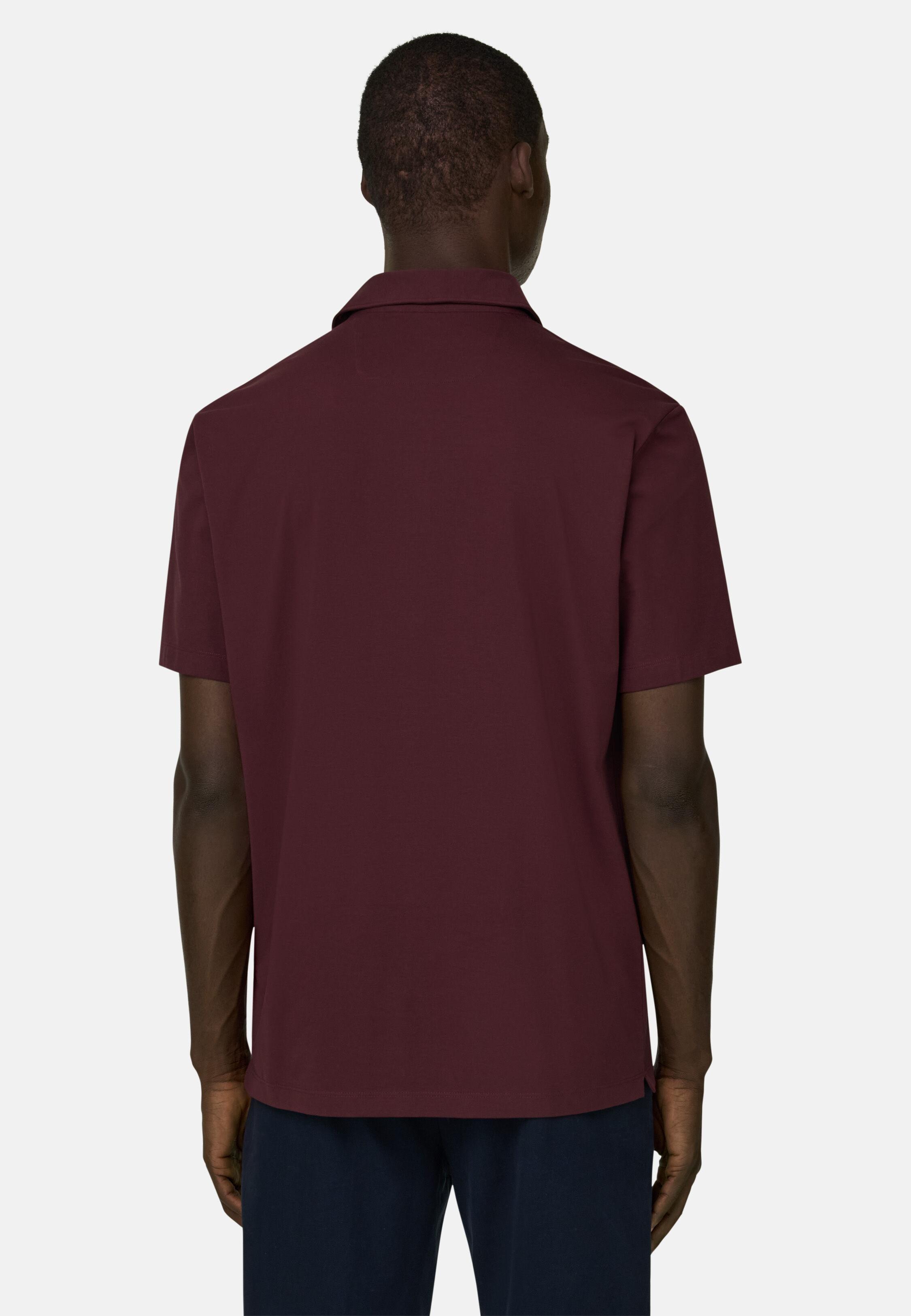 Polo Shirt In Stretch Pima Cotton Burgundy, Burgundy, large image number 1
