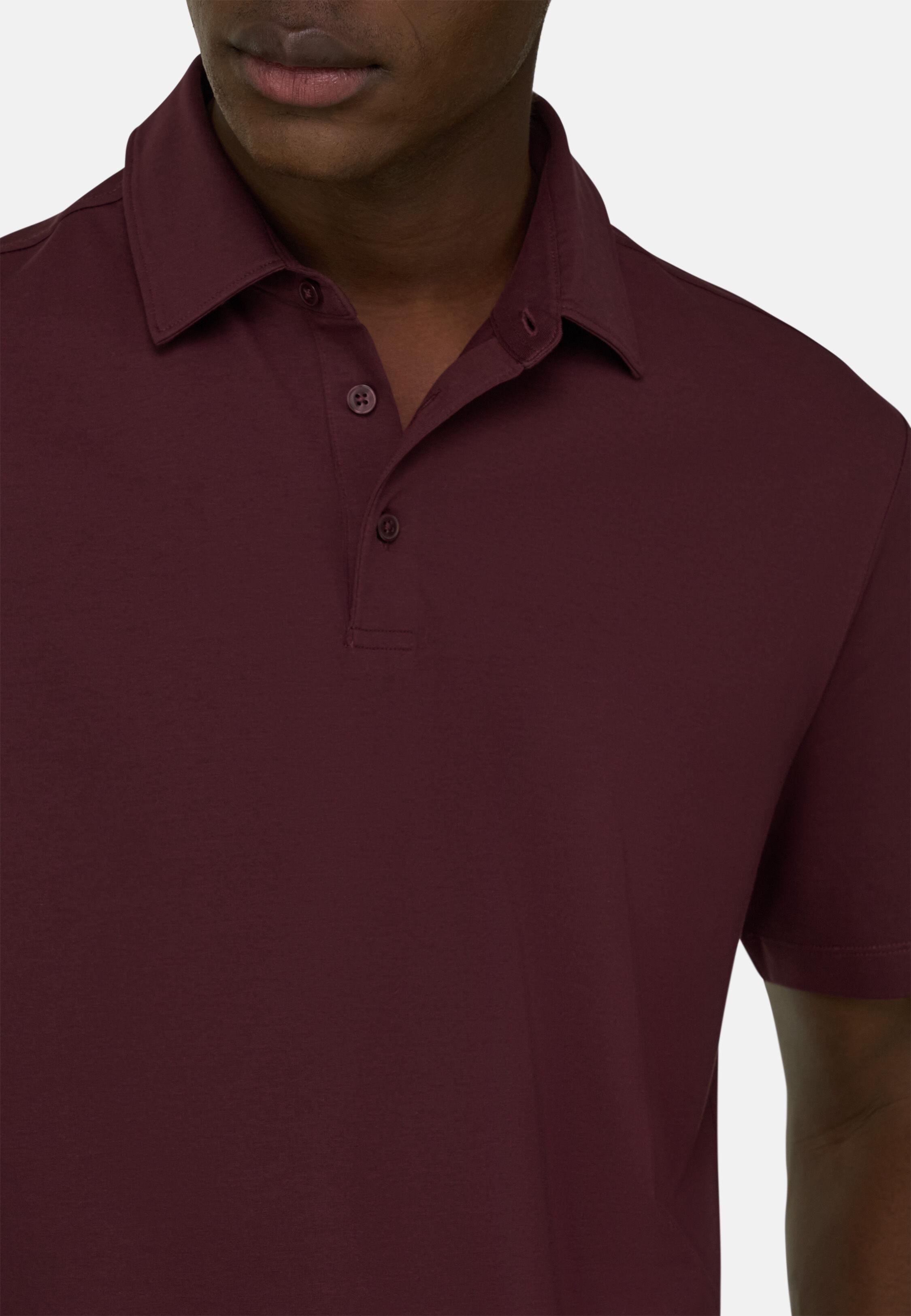 Polo Shirt In Stretch Pima Cotton Burgundy, Burgundy, large image number 2
