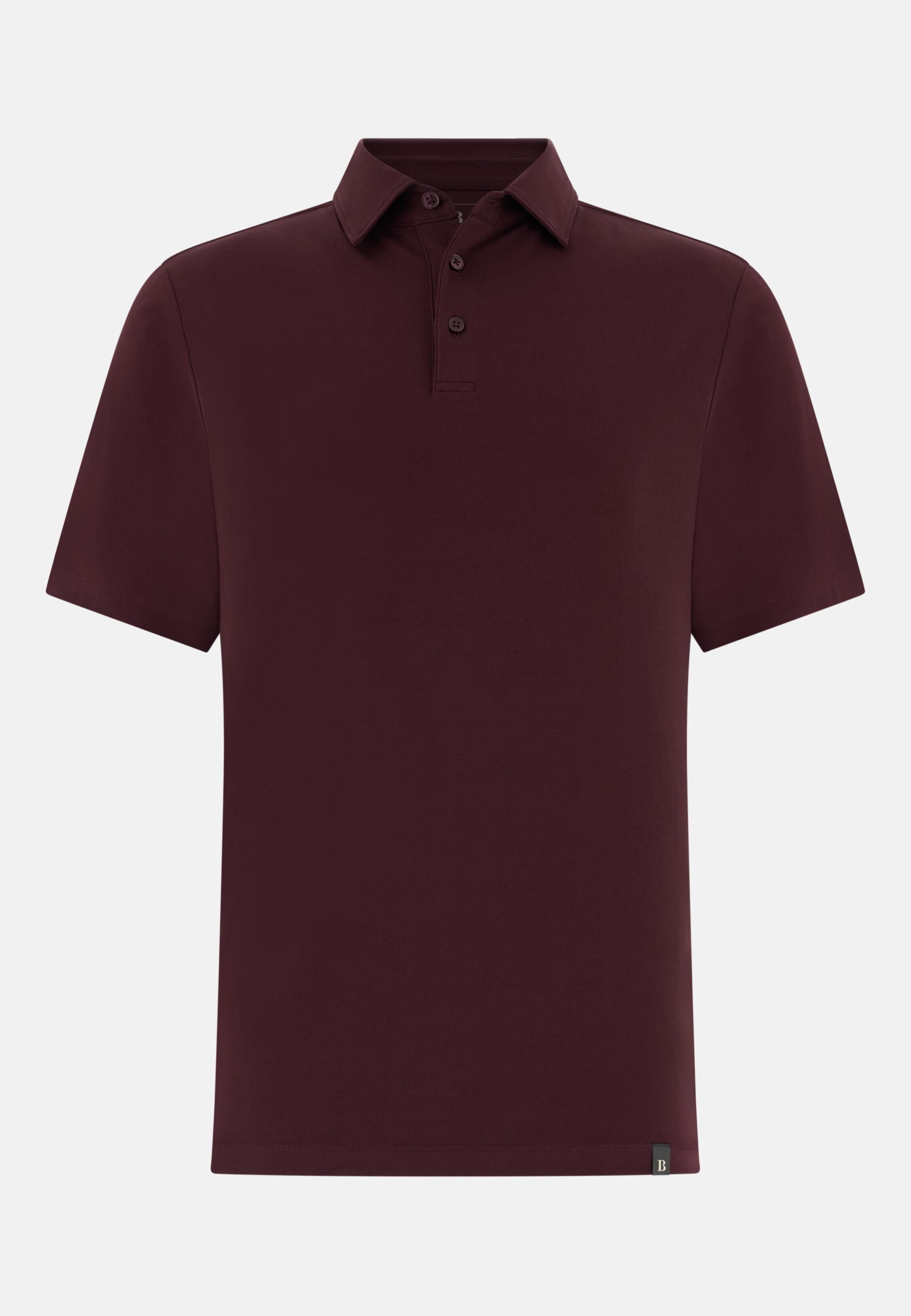 Polo Shirt In Stretch Pima Cotton Burgundy, Burgundy, large image number 3