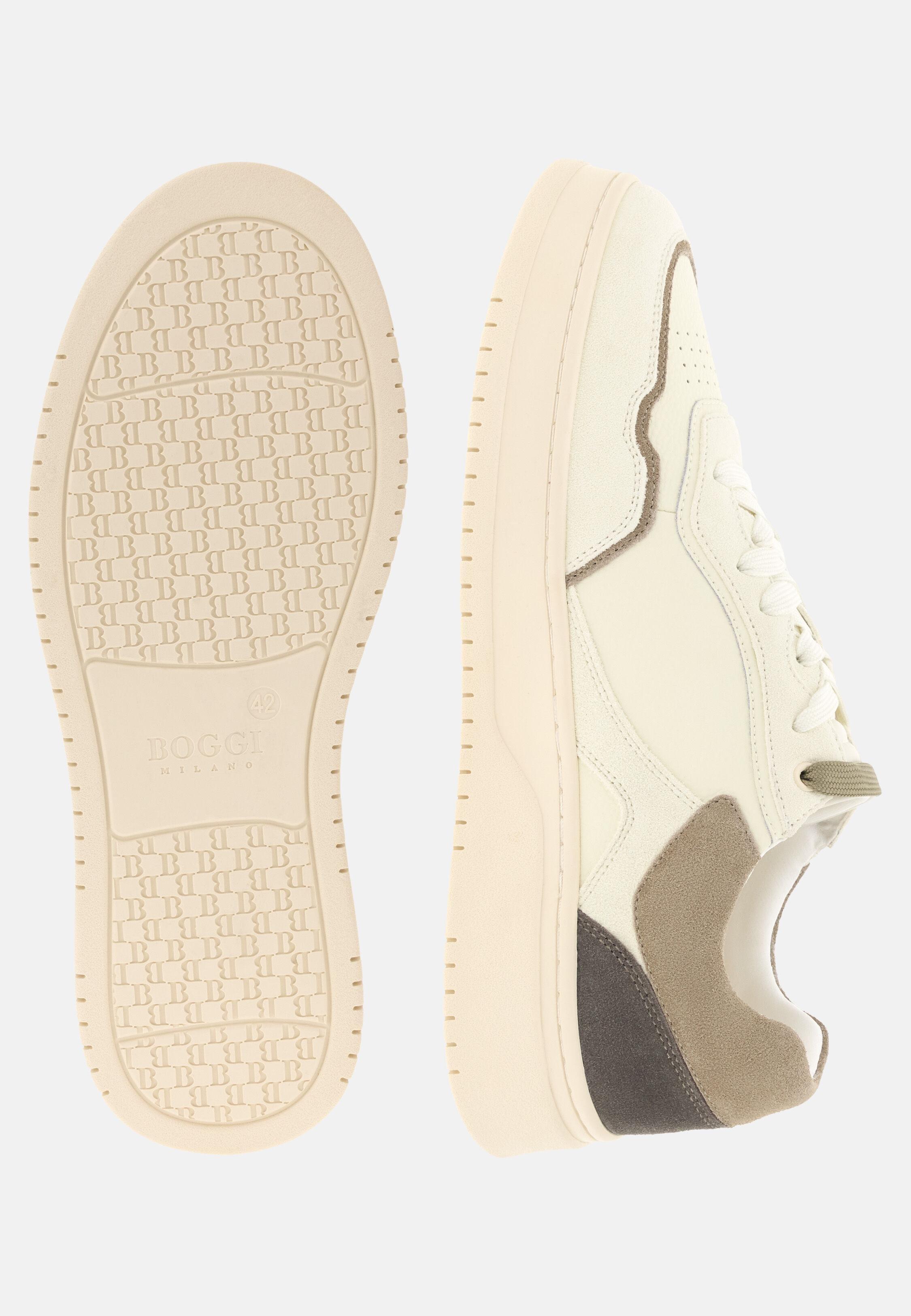 Journey Leather Mix Trainers, Cream, Cream, large image number 3