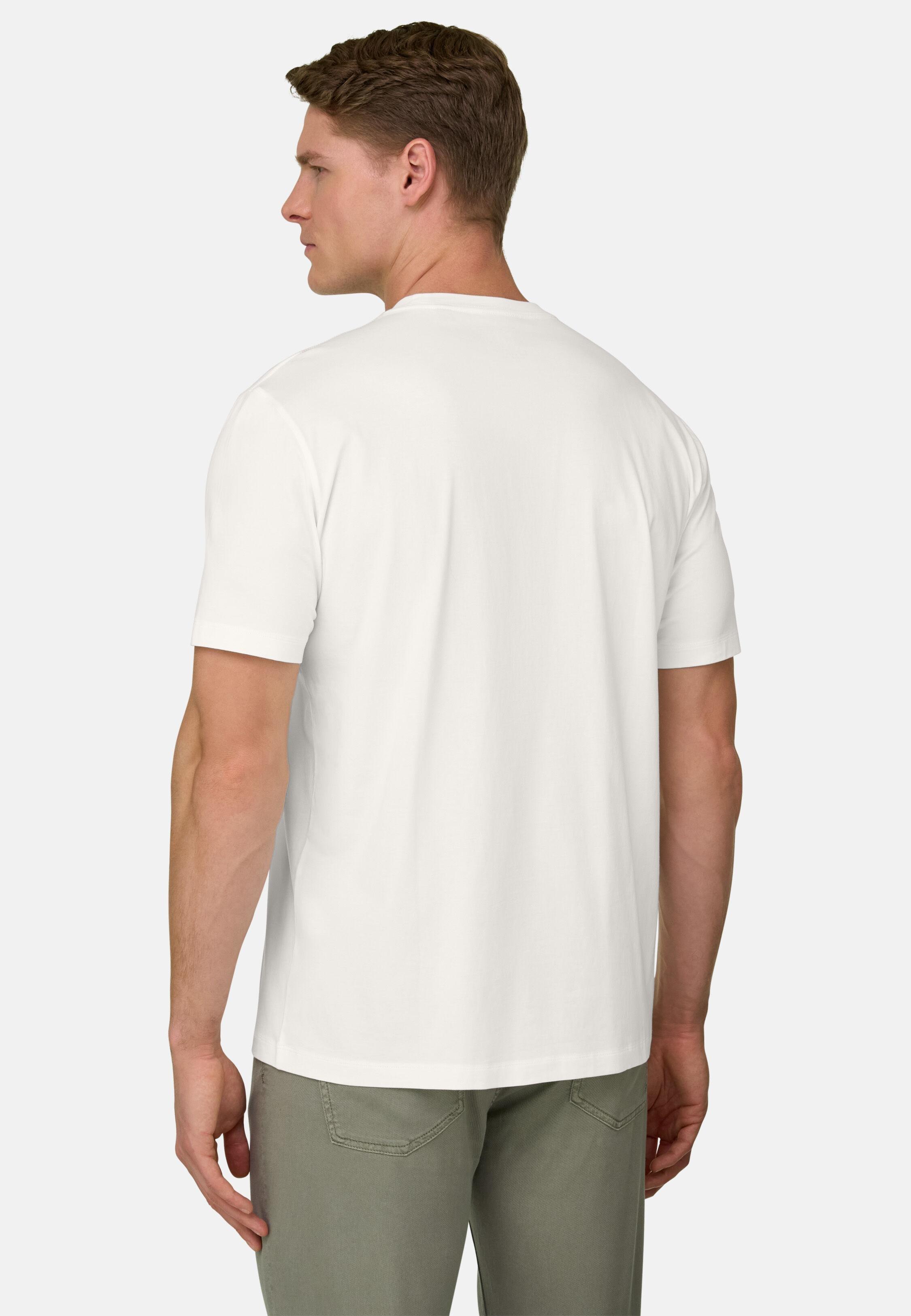 T-Shirt In Stretch Pima Cotton White, White, large image number 1