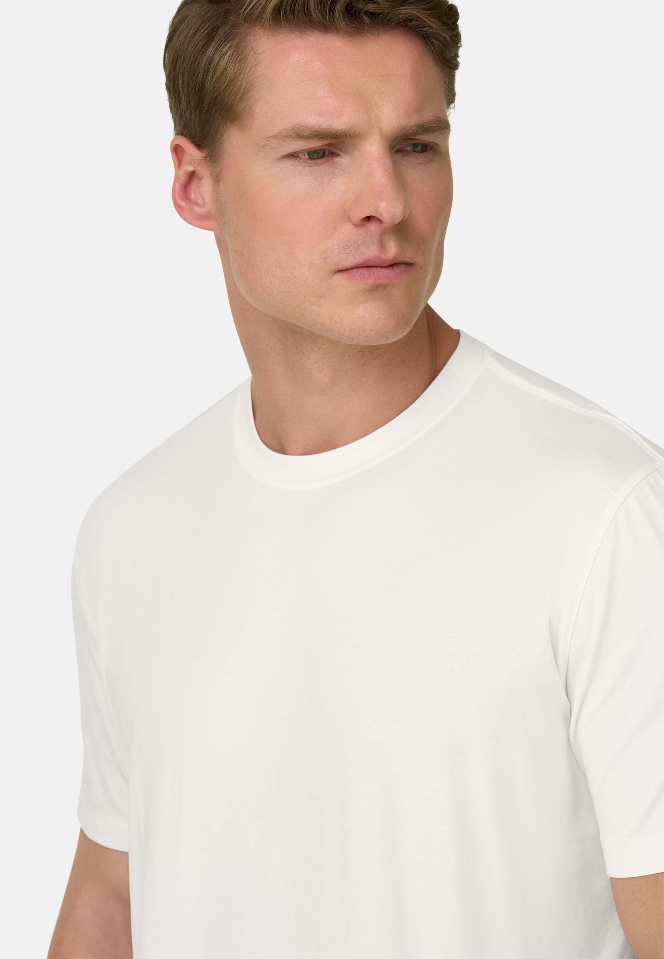 T-Shirt In Stretch Pima Cotton White, White, large image number 2
