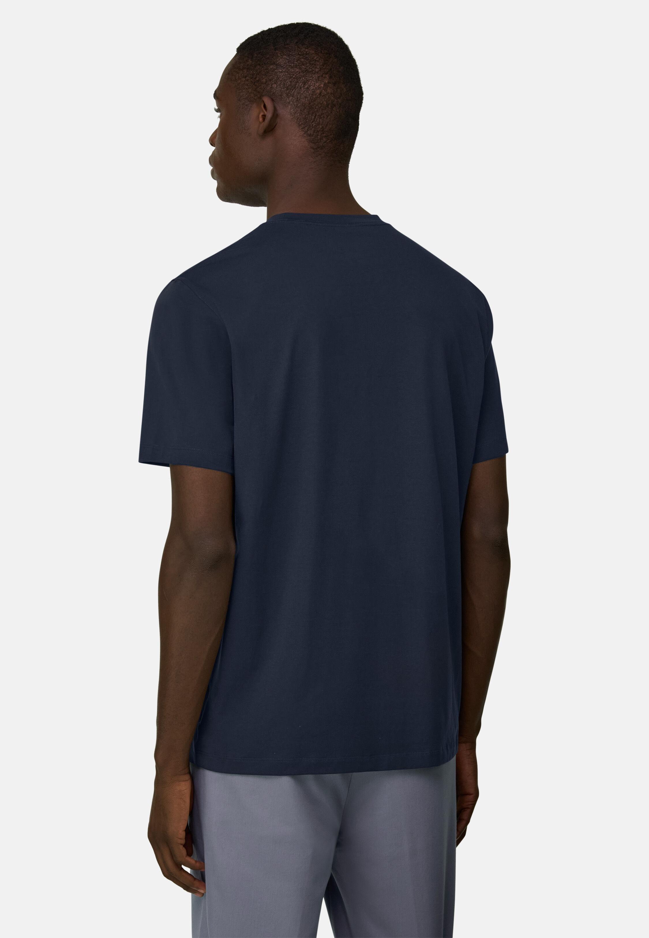T-Shirt In Stretch Pima Cotton Navy blue, Navy blue, large image number 1