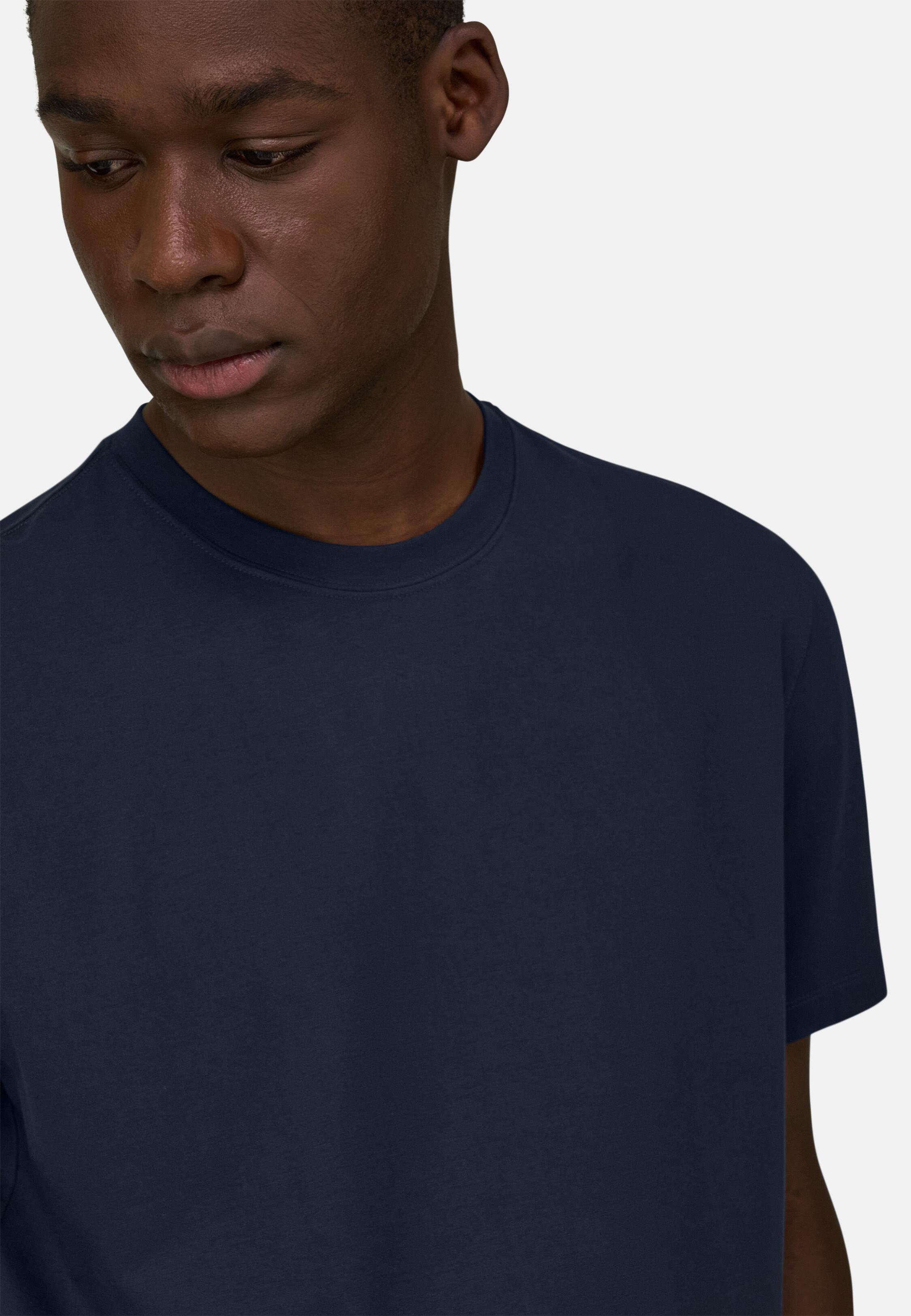 T-Shirt In Stretch Pima Cotton Navy blue, Navy blue, large image number 2