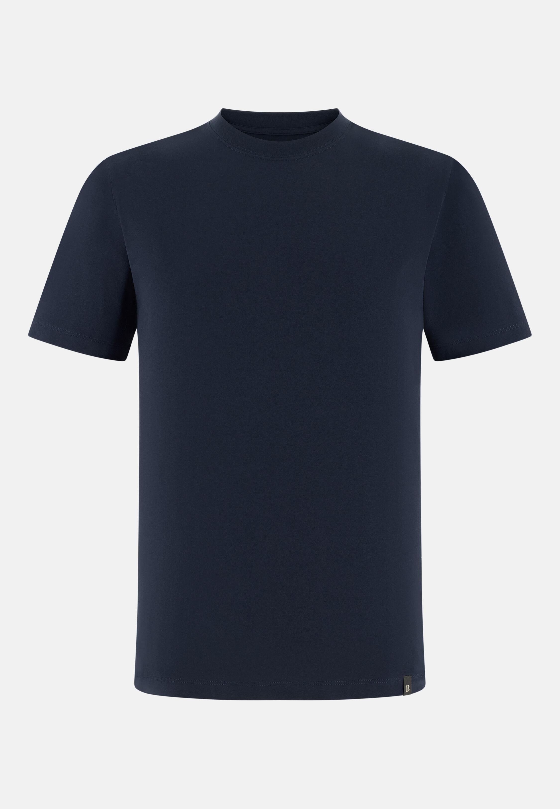 T-Shirt In Stretch Pima Cotton Navy blue, Navy blue, large image number 3