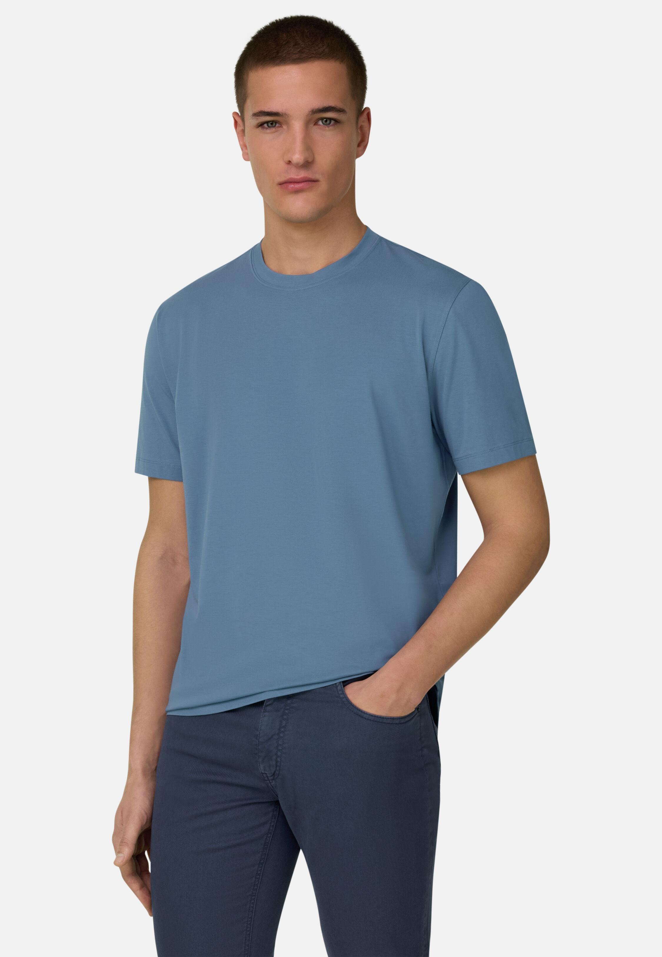 تي شيرت من قطن سوبيما المطاطي أزرق, Light Blue, medium
