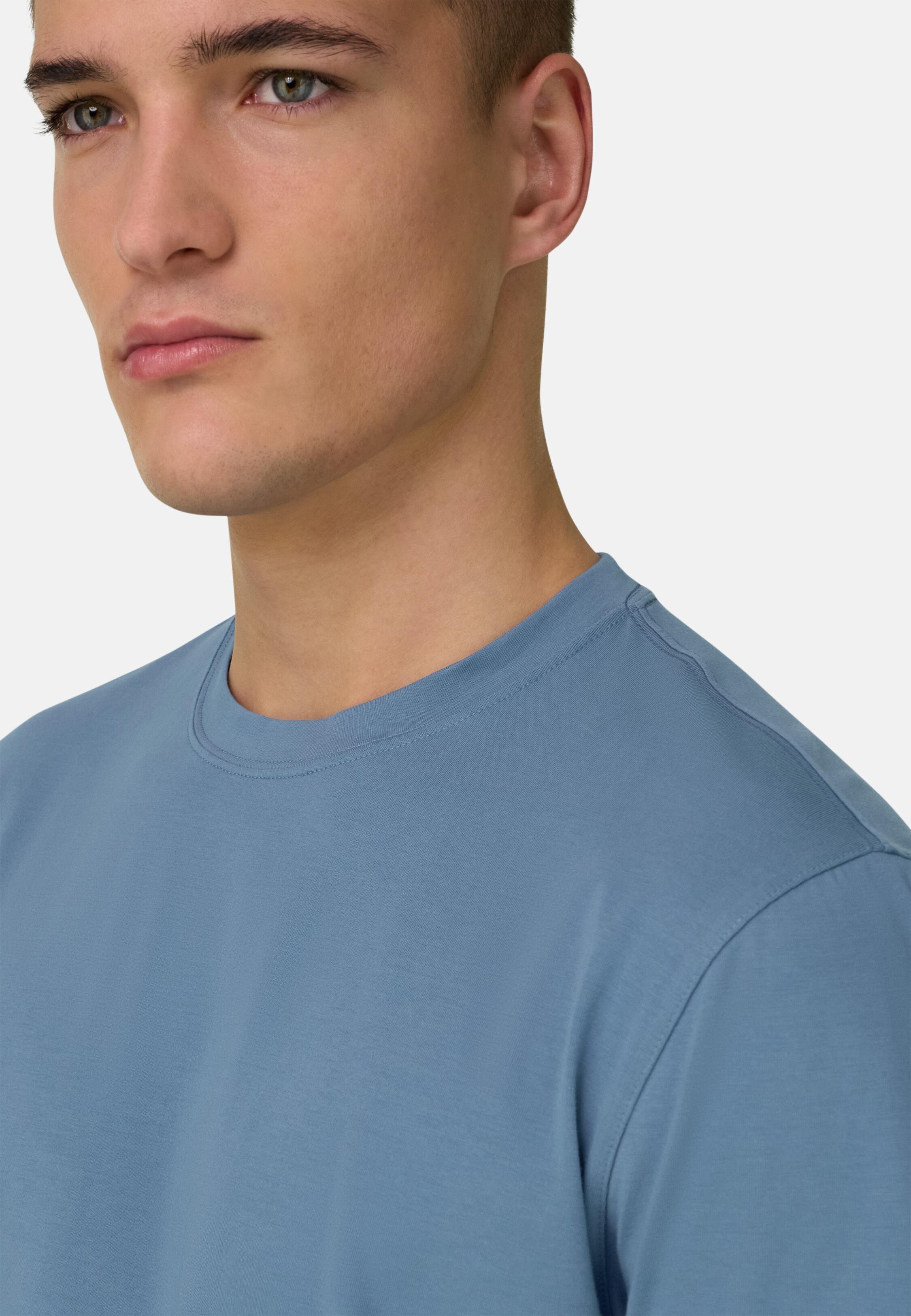 T-Shirt In Stretch Pima Cotton, Light Blue, medium