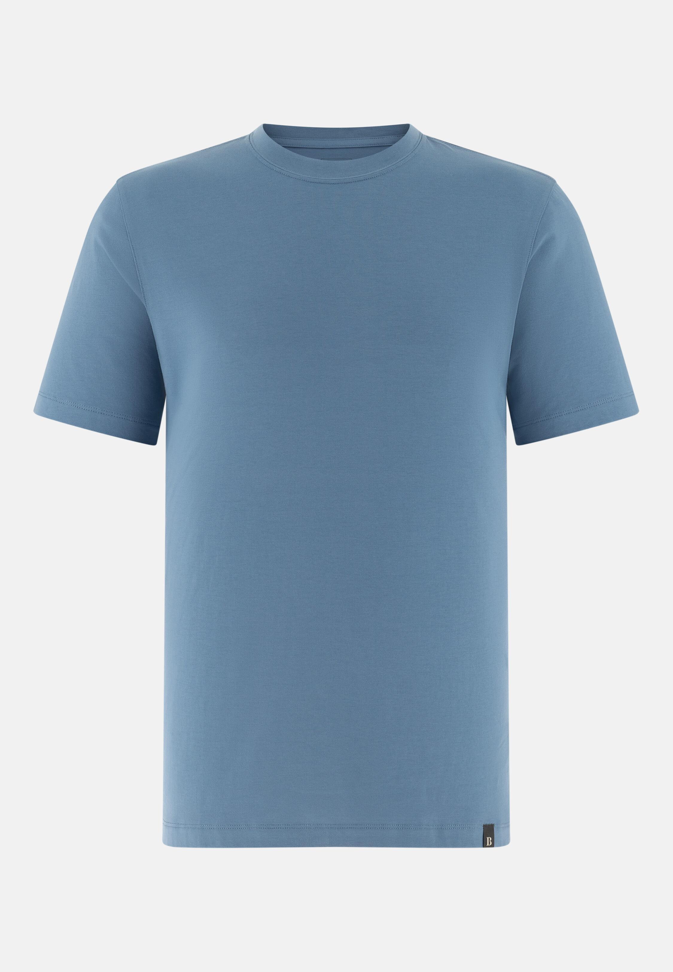 T-Shirt in Stretch Pima Cotton, Light Blue, large image number 4