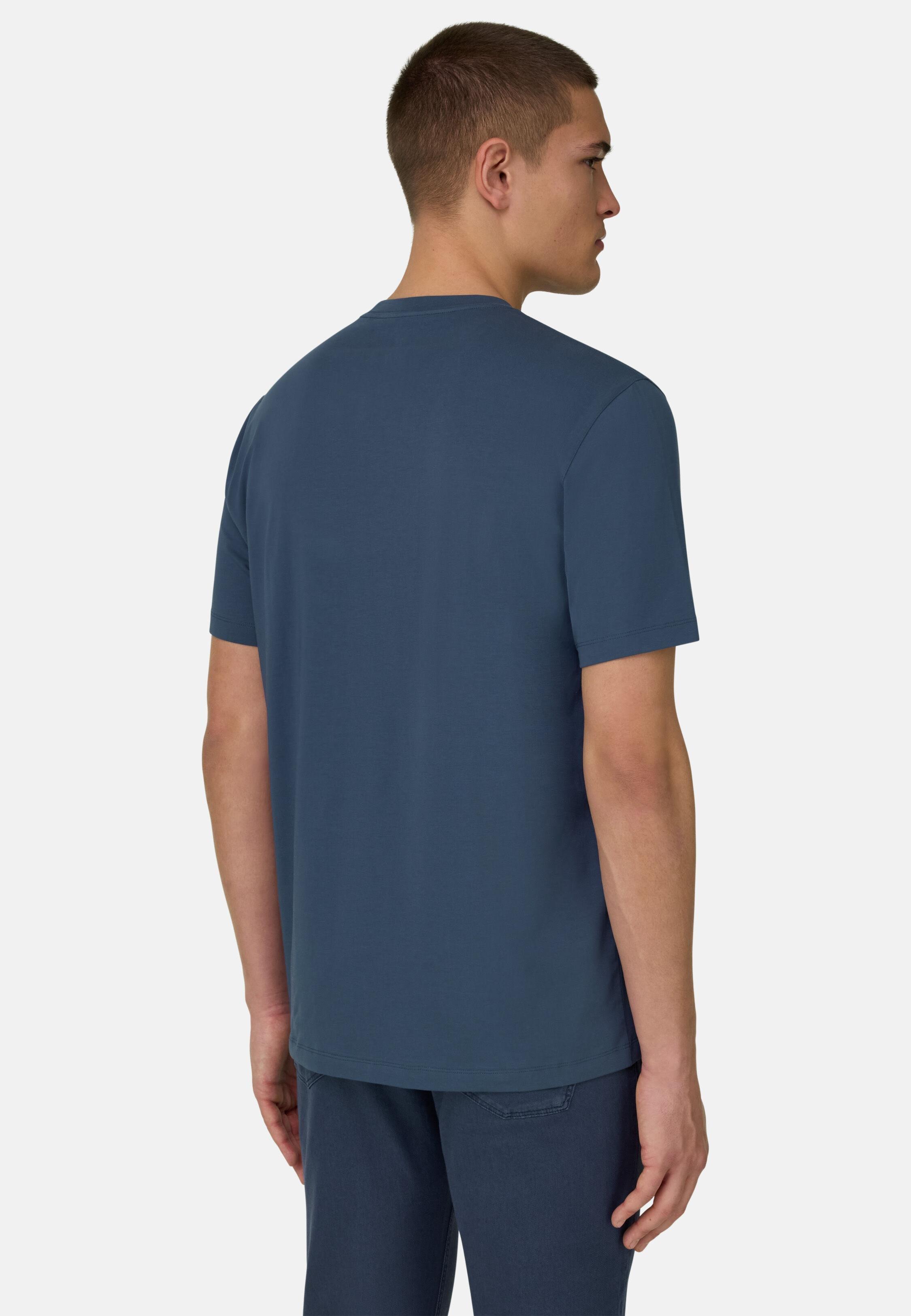 T-Shirt In Stretch Pima Cotton Blue, Blue, large image number 1
