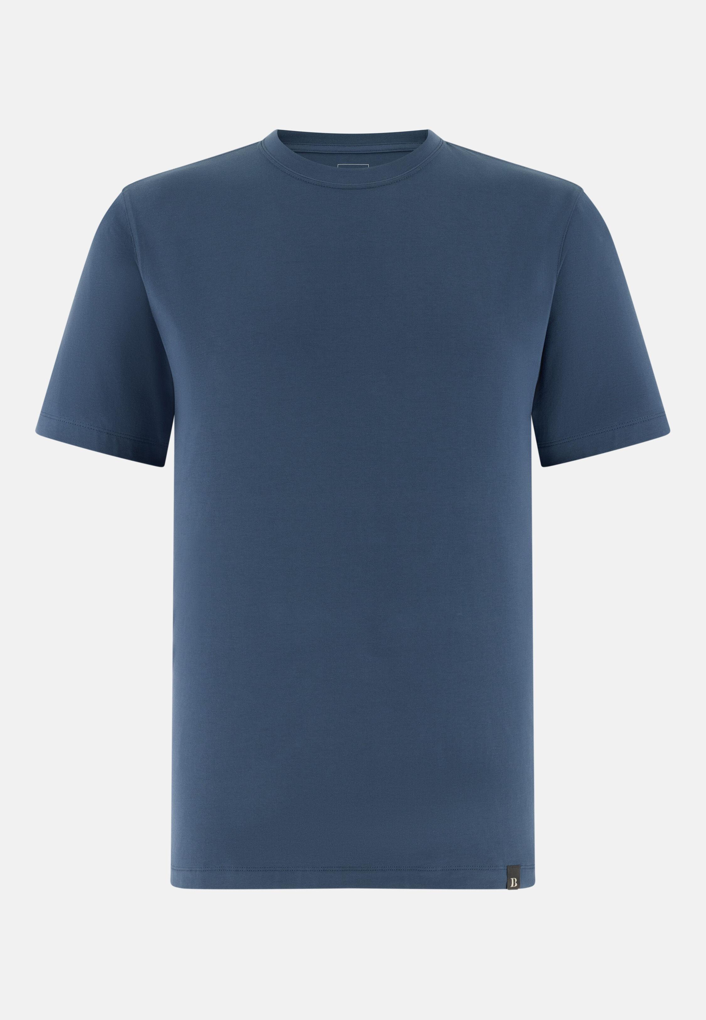 T-Shirt In Stretch Pima Cotton Blue, Blue, large image number 3