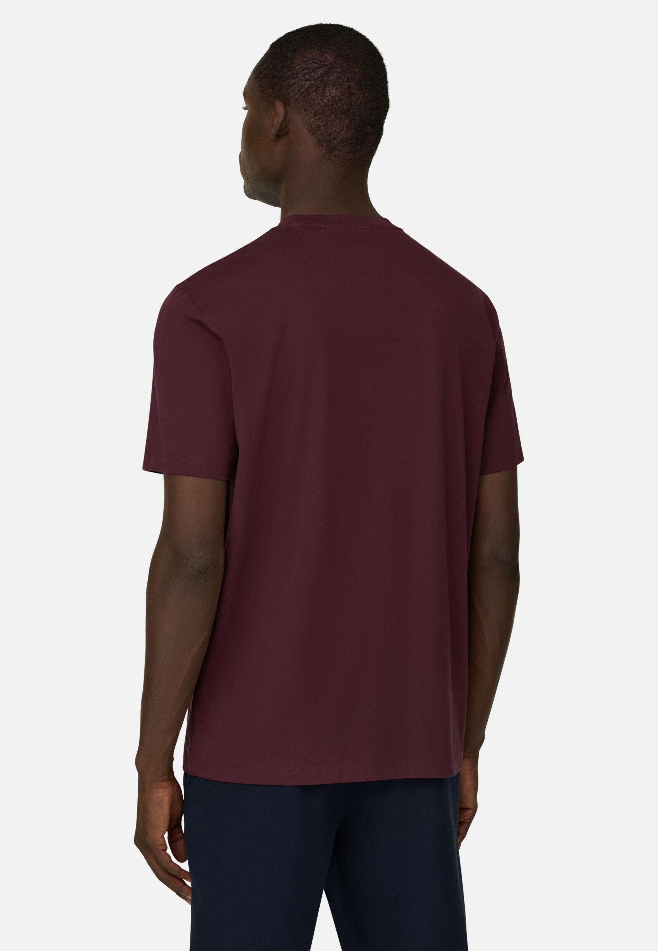 T-Shirt In Stretch Pima Cotton Burgundy, Burgundy, large image number 1