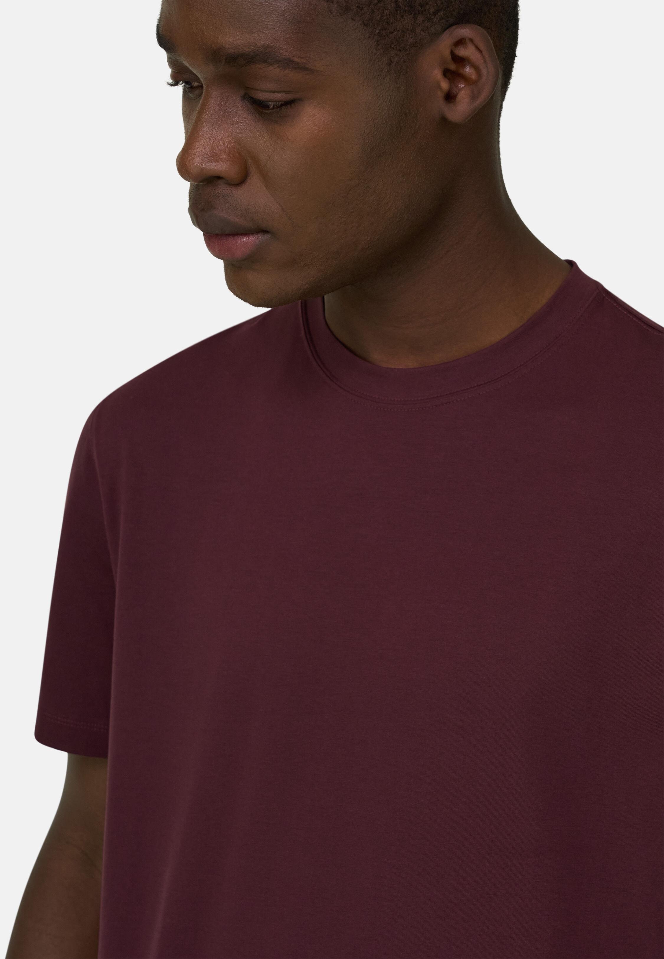 T-Shirt In Stretch Pima Cotton Burgundy, Burgundy, large image number 2