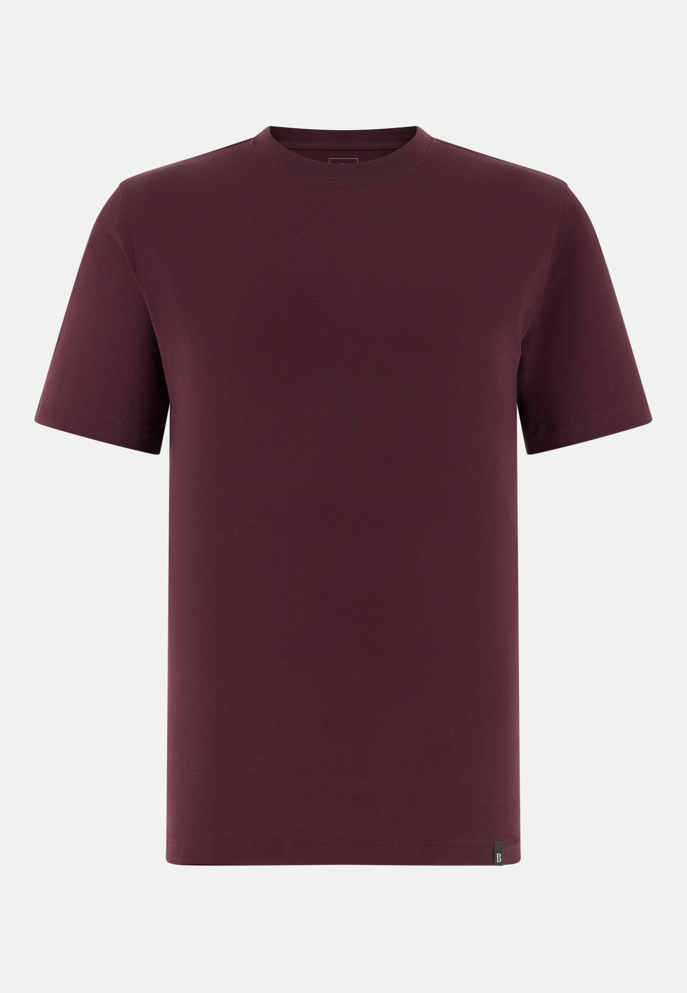 T-Shirt In Stretch Pima Cotton Burgundy, Burgundy, large image number 3