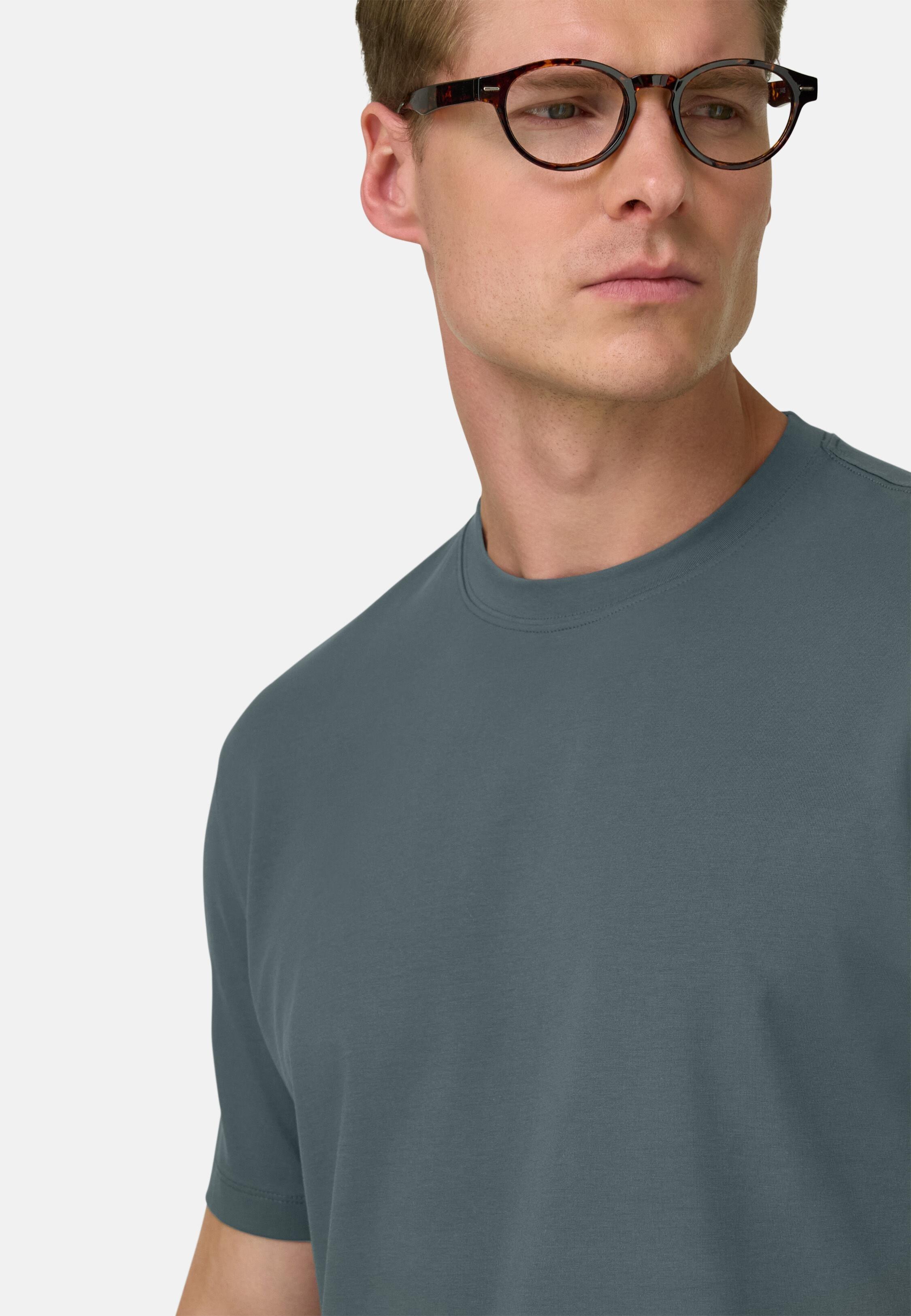 T-Shirt In Stretch Pima Cotton Green, Green, large image number 2